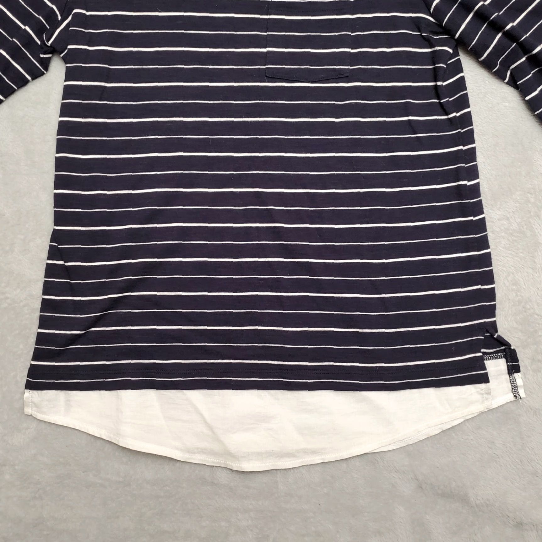Vintage Chicos Shirt Women Sz 0 Black Striped 3/4 Sleeve Modal Cotton Blend TEE Shirt Knit Pullover Round Neck Casual Womens Size XS / US 0-2 / IT 36-38 - 2 Thumbnail