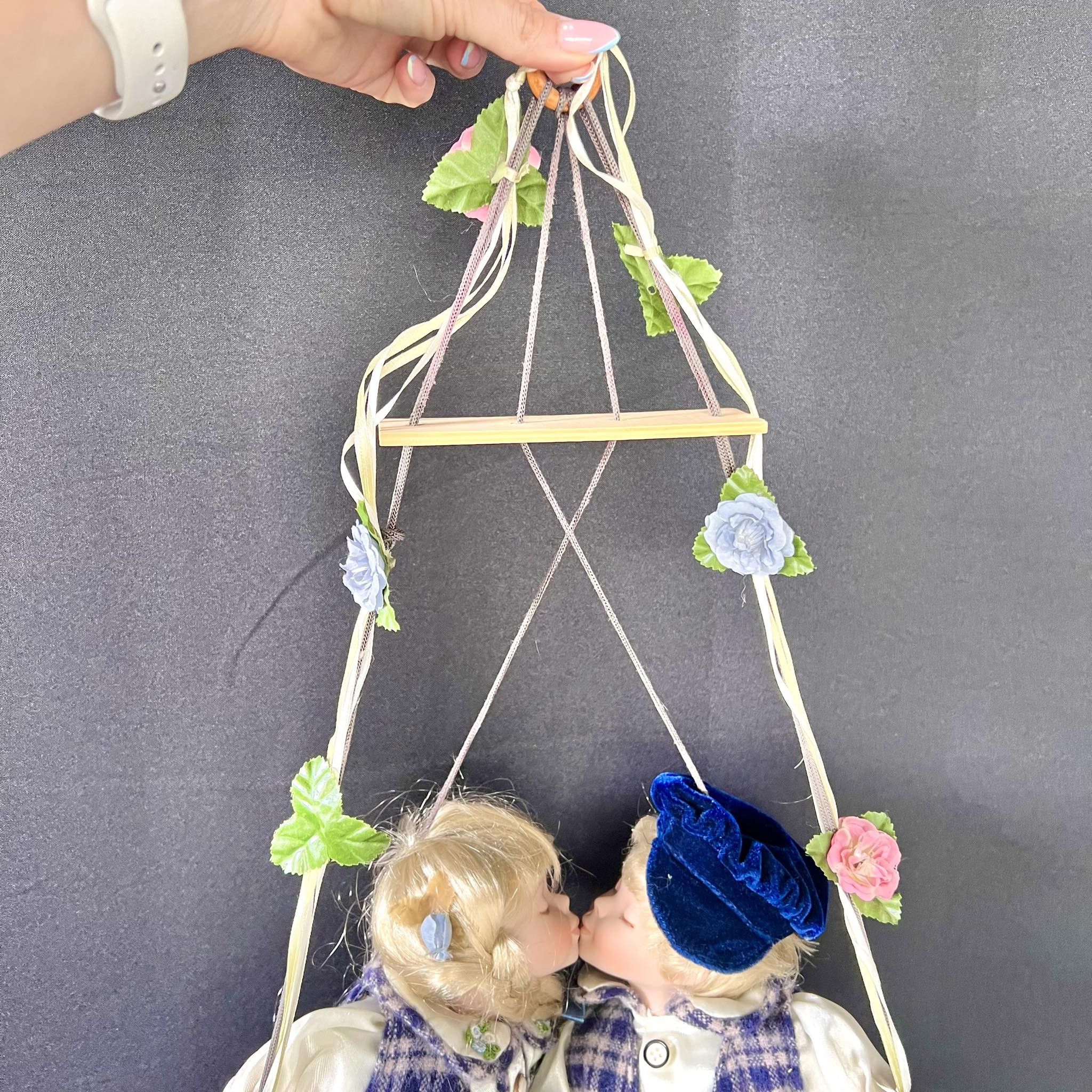 Vintage Vintage Porcelain Dolls Boy Girl Sitting on Swing Size ONE SIZE - 6 Thumbnail