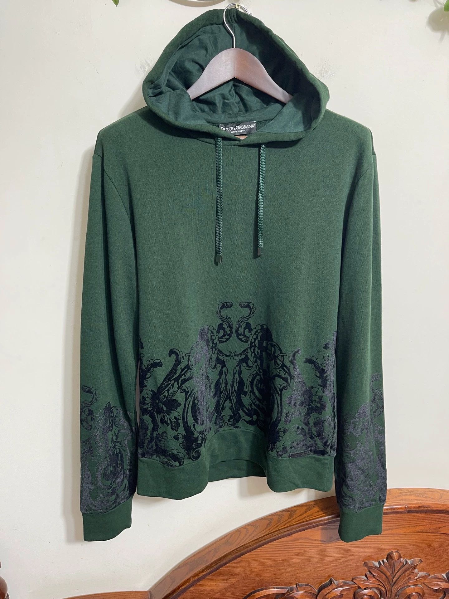 Dolce & Gabbana Dolce & Gabbana Dark Green Slim Hoodie 48 Size US M / EU 48-50 / 2 - 1 Thumbnail