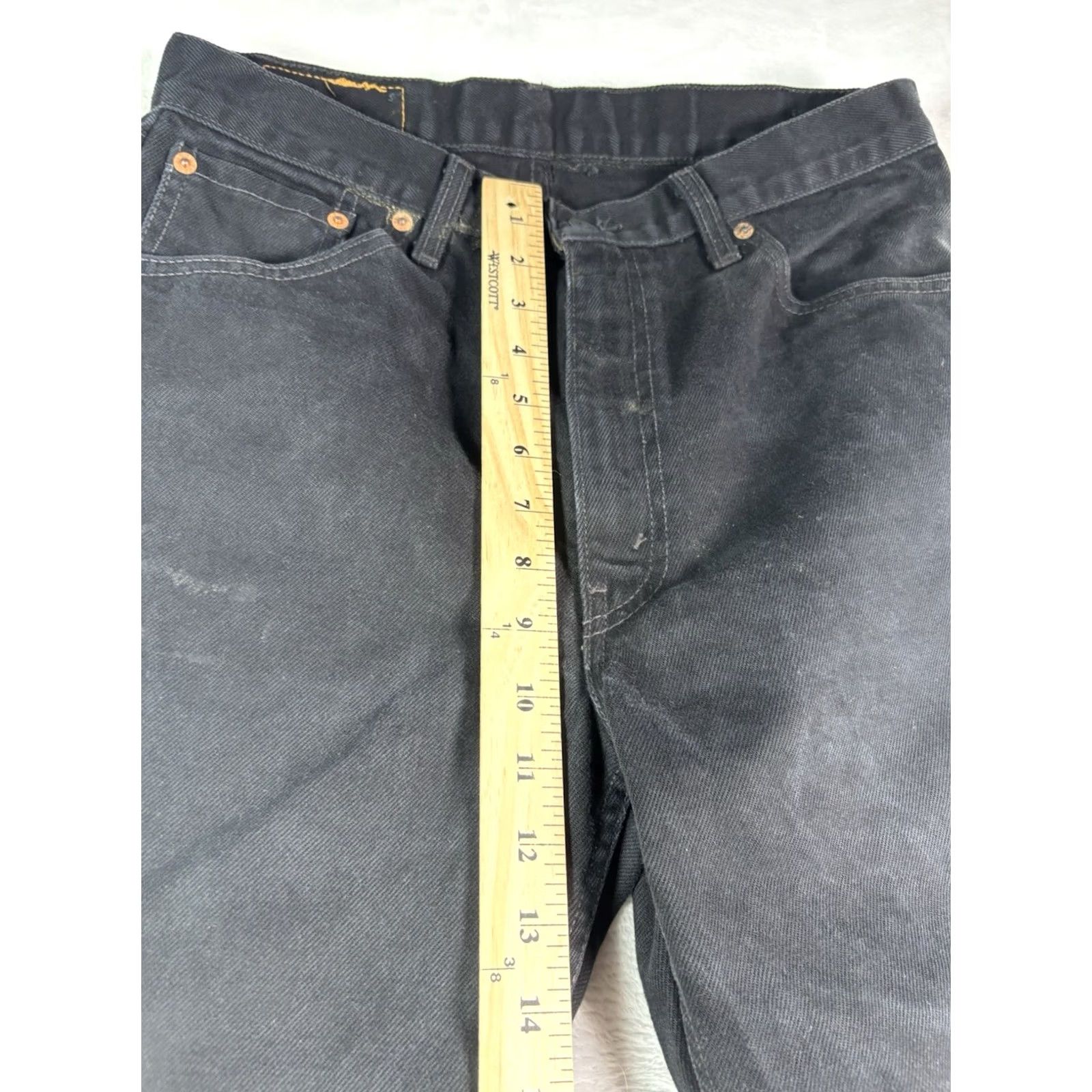 Levi's VINTAGE Levi's 521 Jeans Men Black 32x34 Straight Distressed 5-Pocket Denim Zip Button Leather Logo 90s USA Size US 32 / EU 48 - 3 Thumbnail