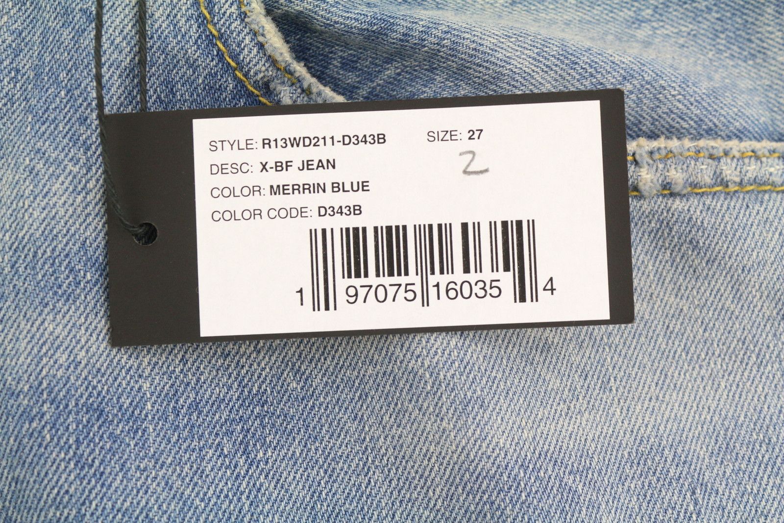 R13 X-BF 27 Merrin Blue Washed Low Rise PF25 Jeans 87206 Size 27" / US 4 / IT 40 - 7 Thumbnail