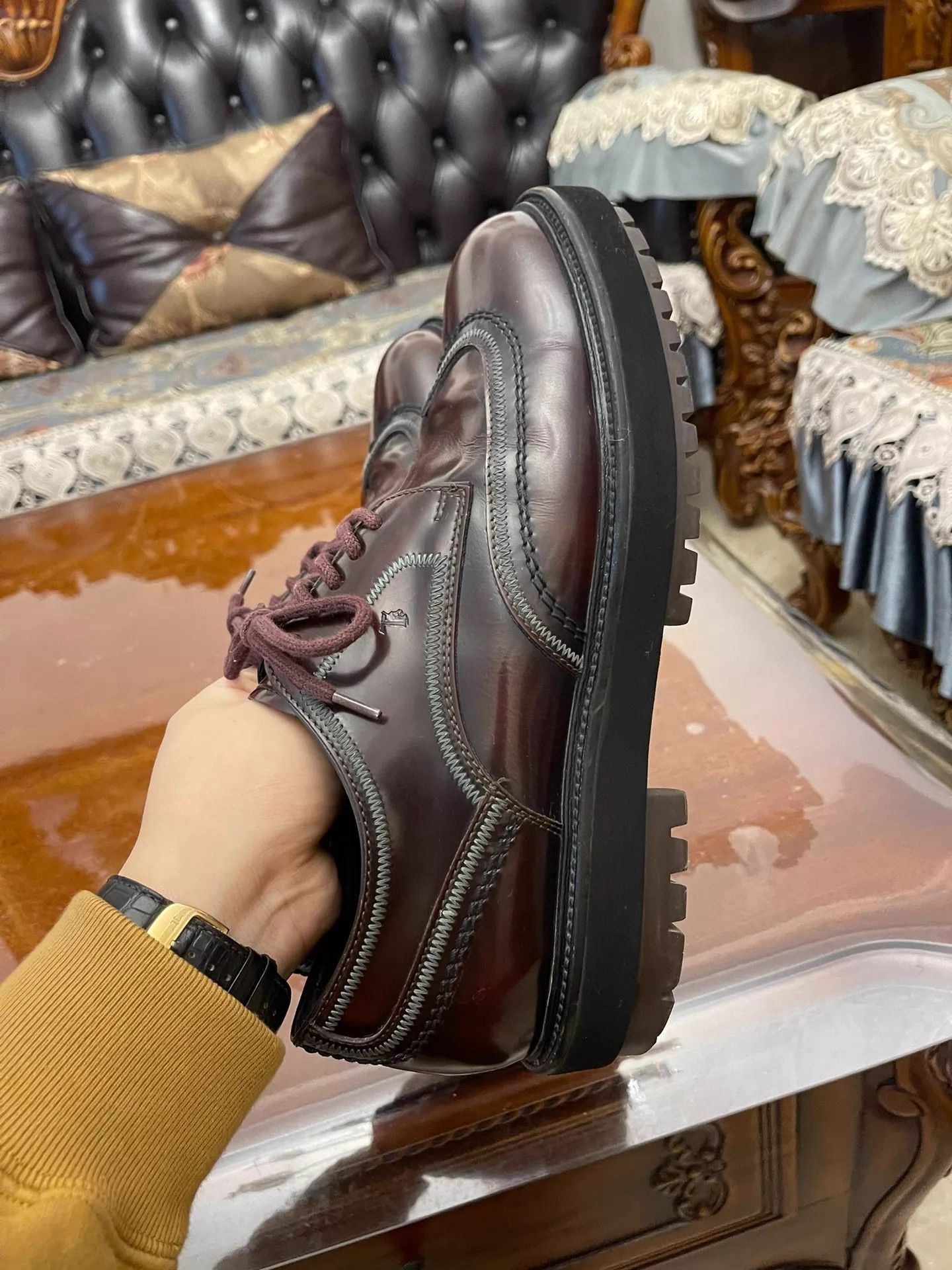 Tod's TOD'S Burgundy Casual Leather Shoes US7 Hidden Lift Size US 7 / EU 40 - 4 Thumbnail