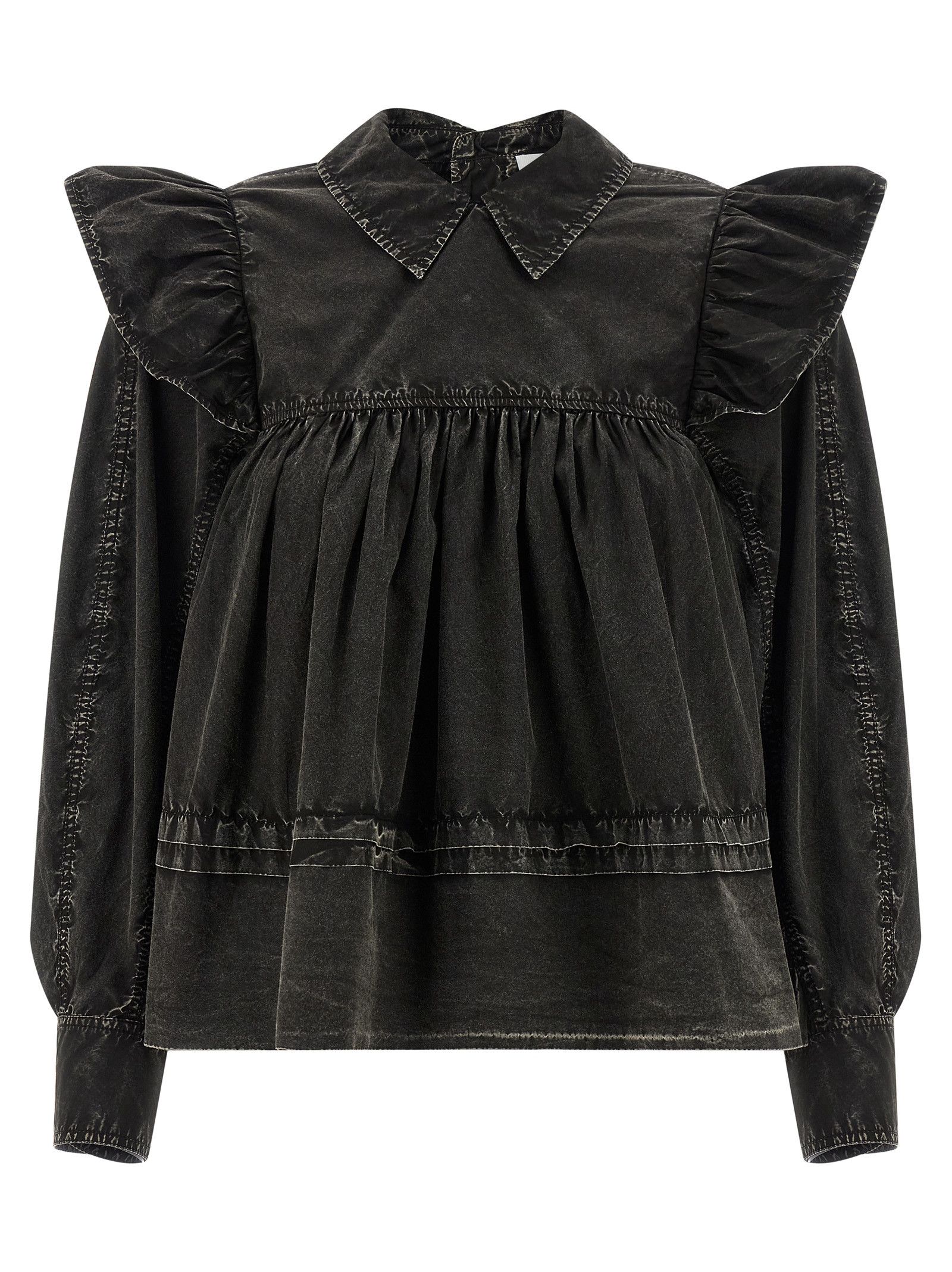 'Black Washed Frill' Blouse
