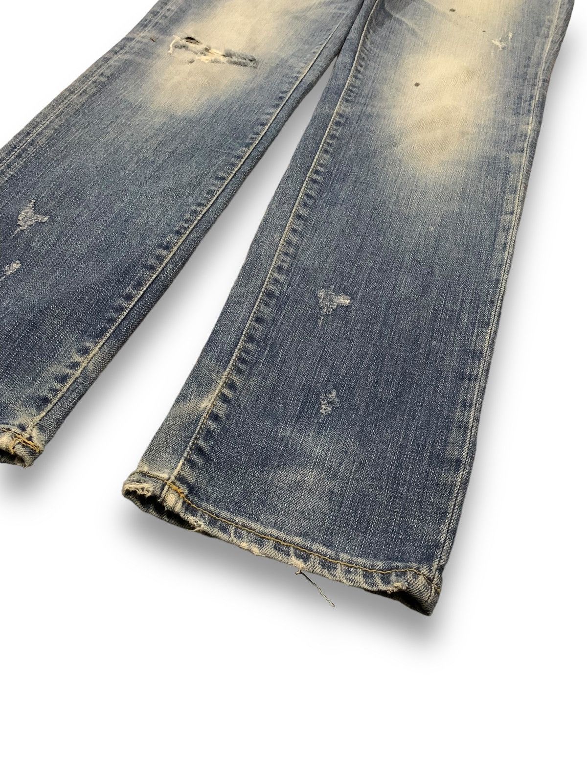 KMRii Vintage Japanese Brand Blue Washed Splatter Distressed Jeans Size US 32 / EU 48 - 12 Thumbnail