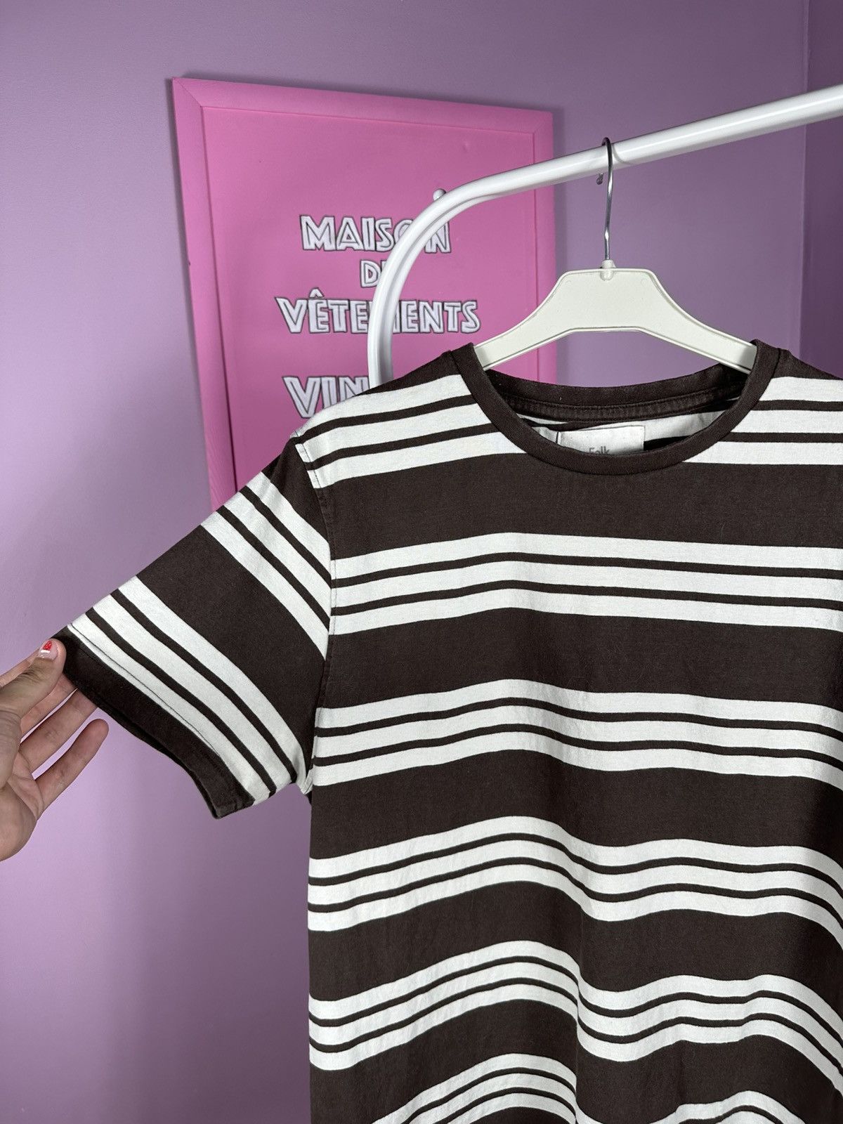 Folk Folk Stripped T Shirt Classic Tee Brown Cotton Short Sleeve Size US M / EU 48-50 / 2 - 5 Thumbnail