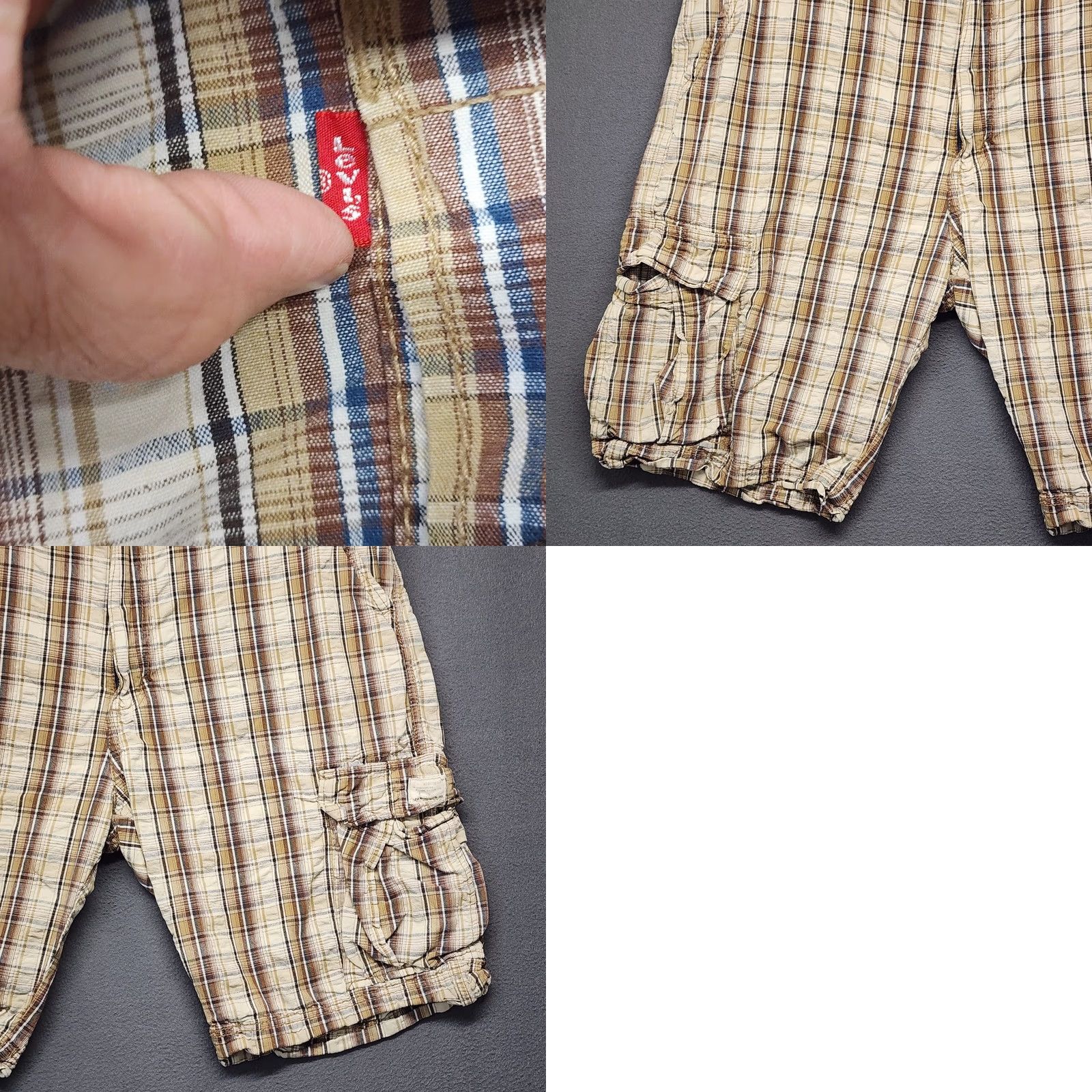 Levi's Levi's Cargo Shorts 40 Plaid Cotton Utility Casual Summer Beige Brown Mens Regular Size US 40 / EU 56 - 9 Thumbnail