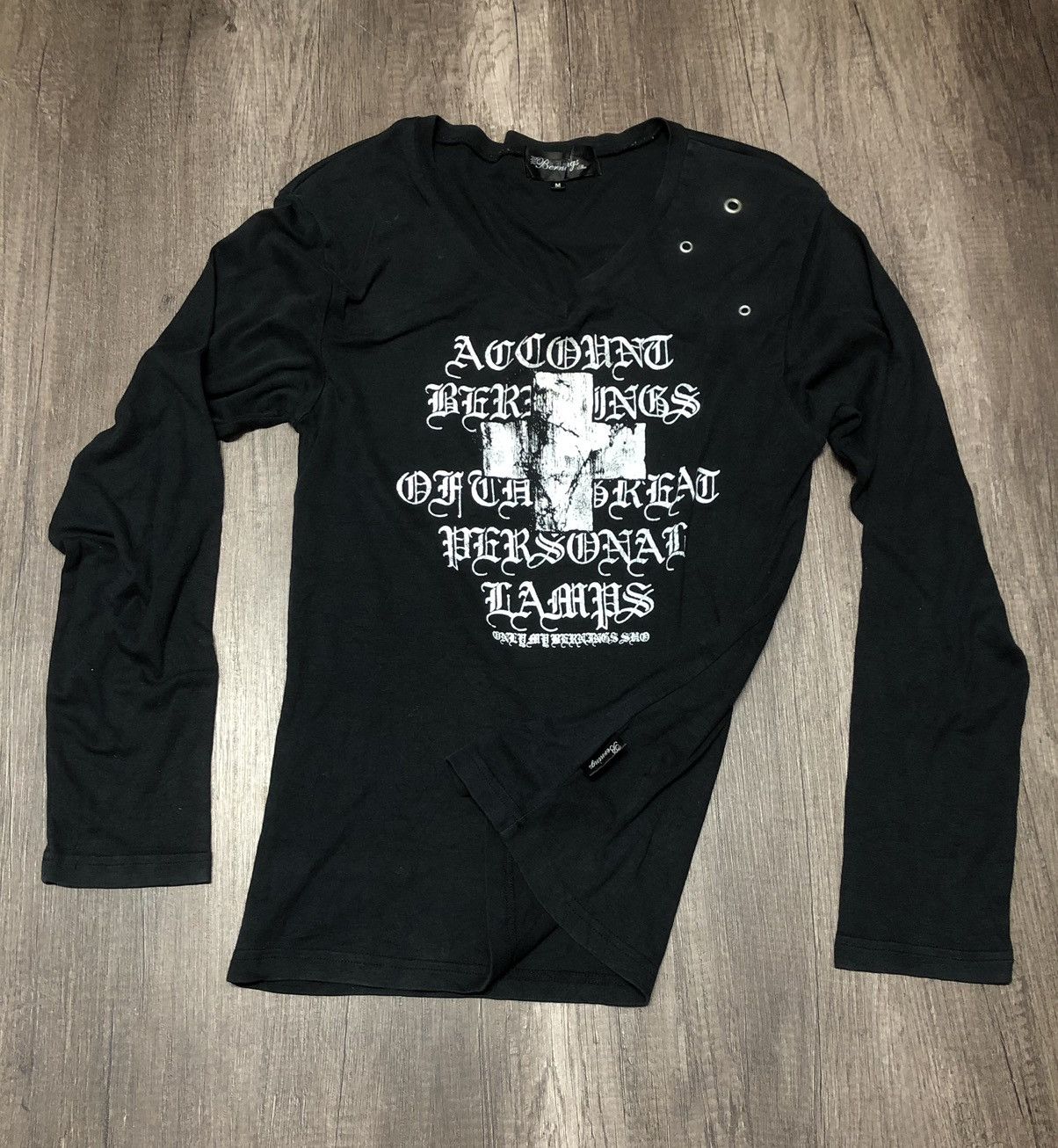 Japanese Brand Bernings Sho Black Label V Stitch Long Sleeve Tee Shirt Size US M / EU 48-50 / 2 - 4 Thumbnail
