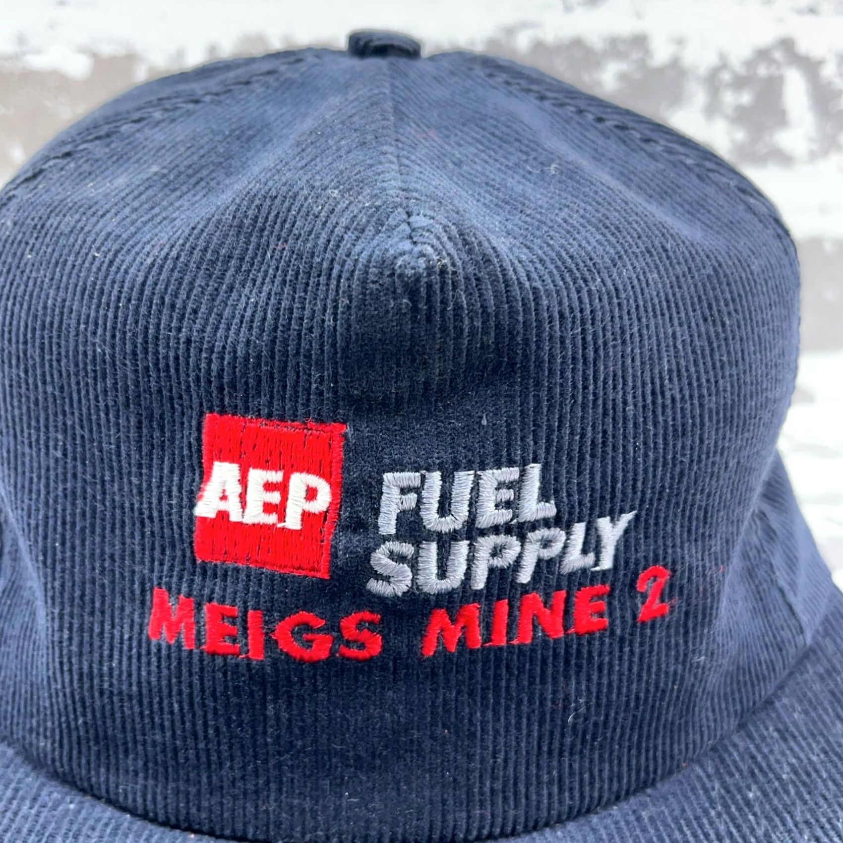 Coal VINTAGE AEP Trucker Hat Cap Blue Corduroy Snap Back 80s 90s Fuel Meigs Coal Mine Size ONE SIZE - 3 Thumbnail