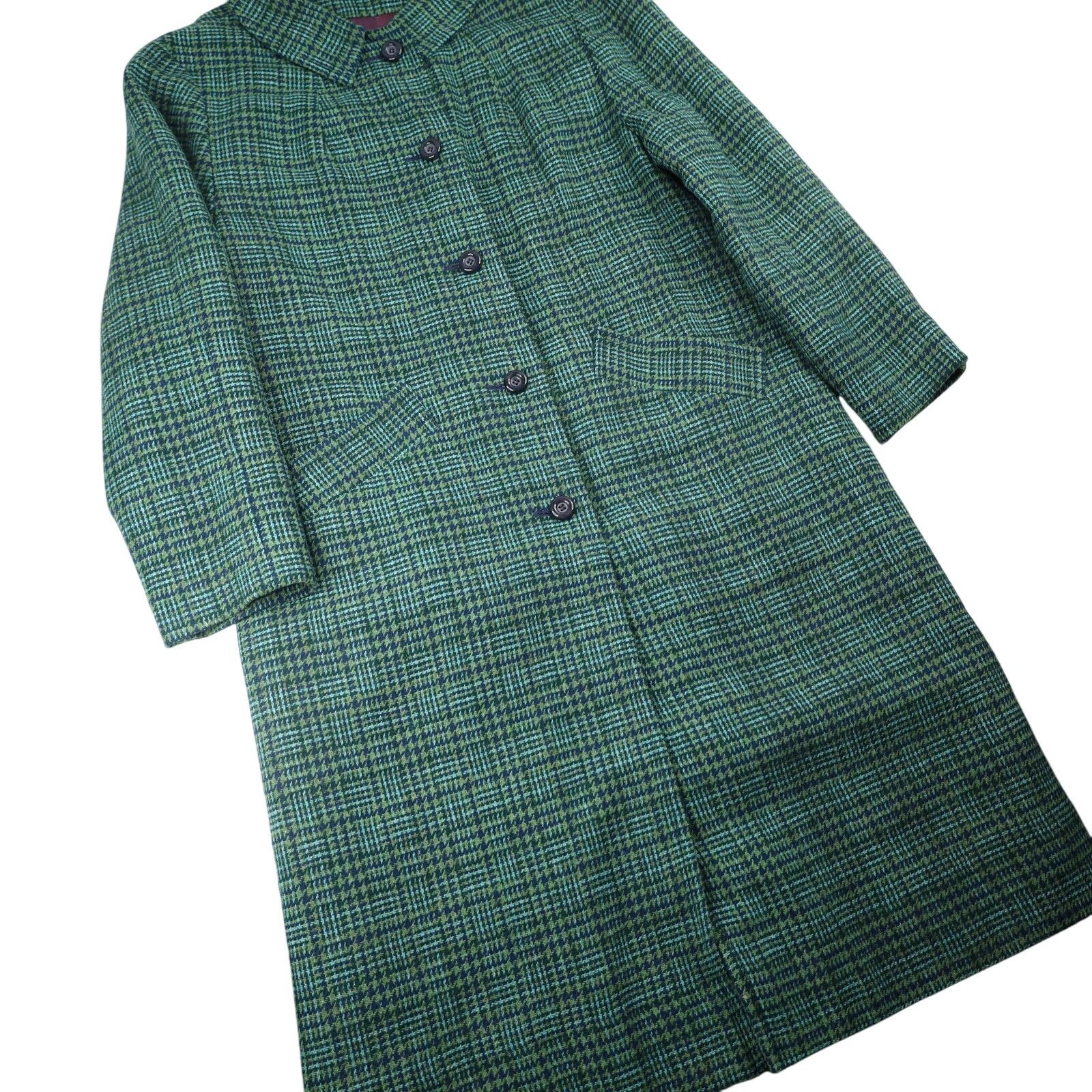 Pendleton × Vintage Vintage Pendleton Houndstooth Wool Satin Lined Overcoat Size L / US 10 / IT 46 - 3 Thumbnail