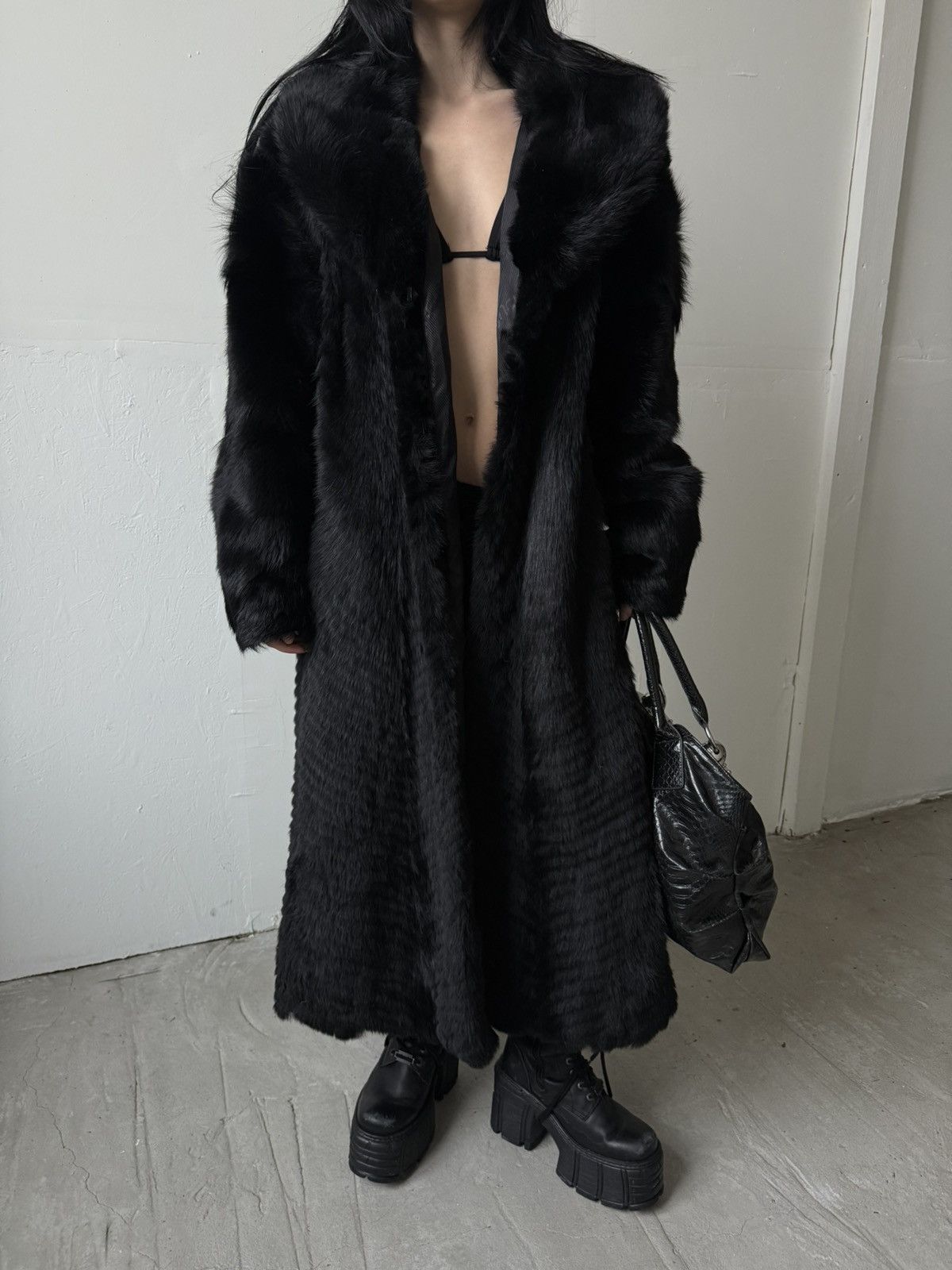 Other Vintage Real Fur Maxi Coat Grunge Size XS / US 0-2 / IT 36-38 - 2 Thumbnail