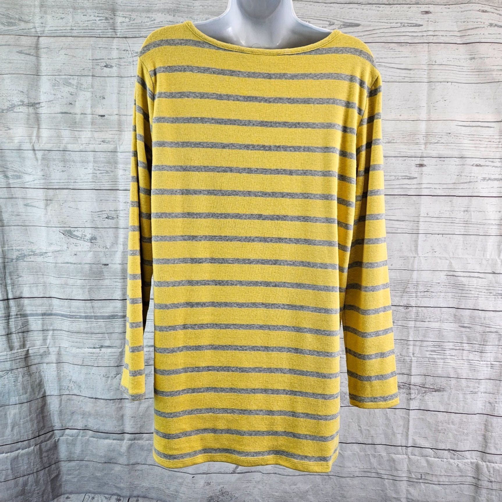 Soft Surroundings Soft Surroundings Parker Tunic Blouse Yellow Gray Stripe Long Sleeve M Womens Size M / US 6-8 / IT 42-44 - 4 Thumbnail