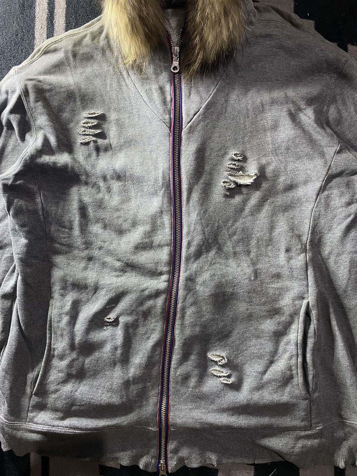 Beauty Beast × If Six Was Nine × Le Grande Bleu (L.G.B.) Vintage ifsixwasnine style NICOLE fur Distressed zip hoodie Size US L / EU 52-54 / 3 - 3 Thumbnail