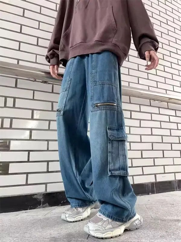 Japanese Brand Y2k Baggy Cargo Pants Denim Baggy Jeans Trousers Size US 28 / EU 44 - 1 Thumbnail