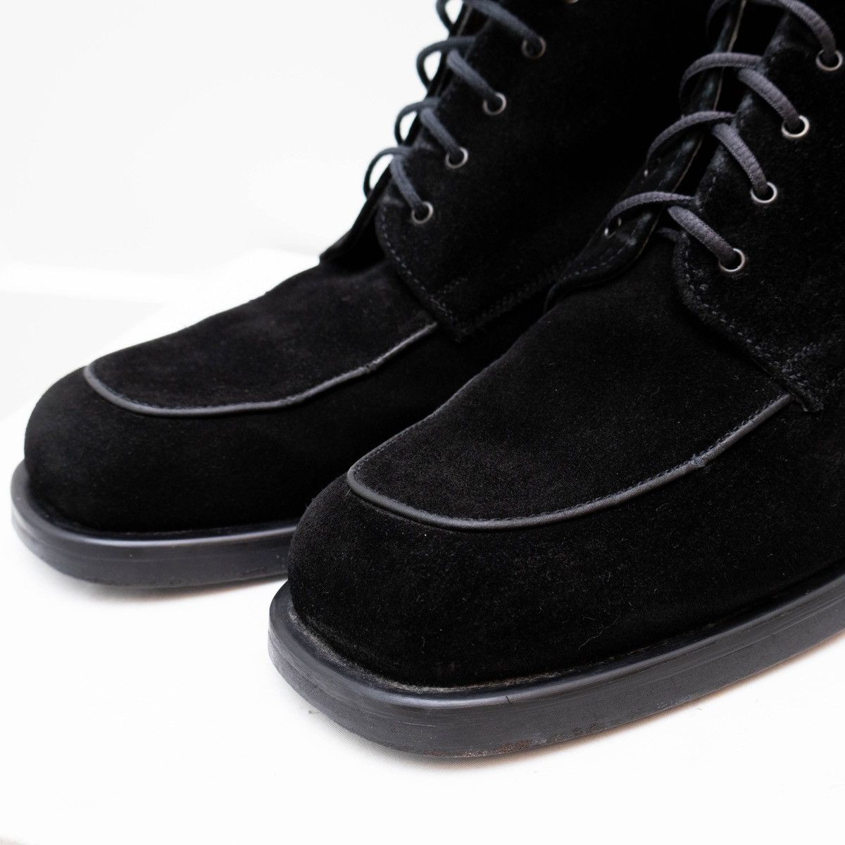 Kenzo × Vintage Kenzo Mens Black Suede Chukka Lace-up Square Toe Men Boots Size US 10 / EU 43 - 8 Thumbnail