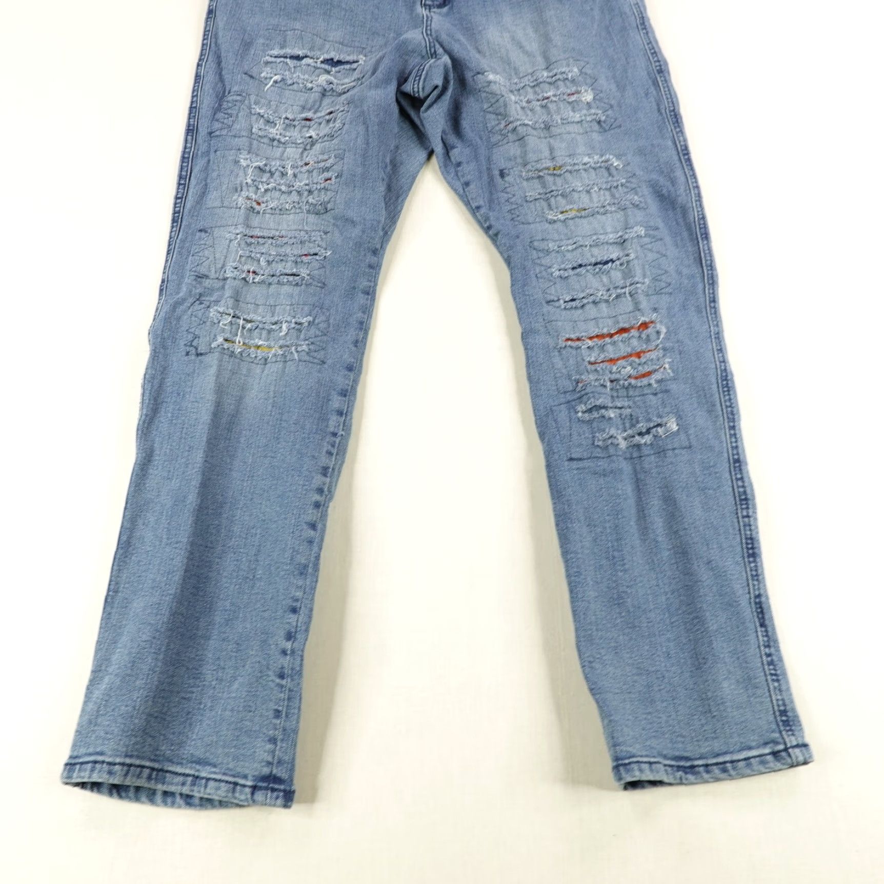 Trippen VINTAGE Tripp NYC Jeans Womens 18 Slim Fit Distressed Denim Goth Punk Cotton Blend Blue 2000s Size 35" - 3 Thumbnail