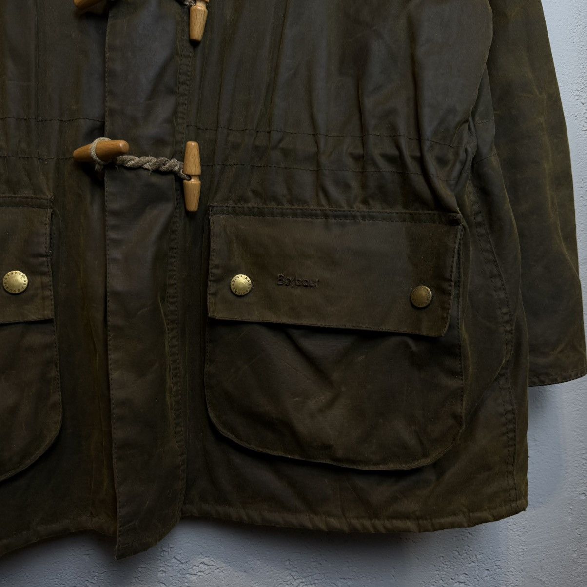 Barbour Vintage Barbour Duffel Coat Waxed Jacket Size US XL / EU 56 / 4 - 2 Thumbnail