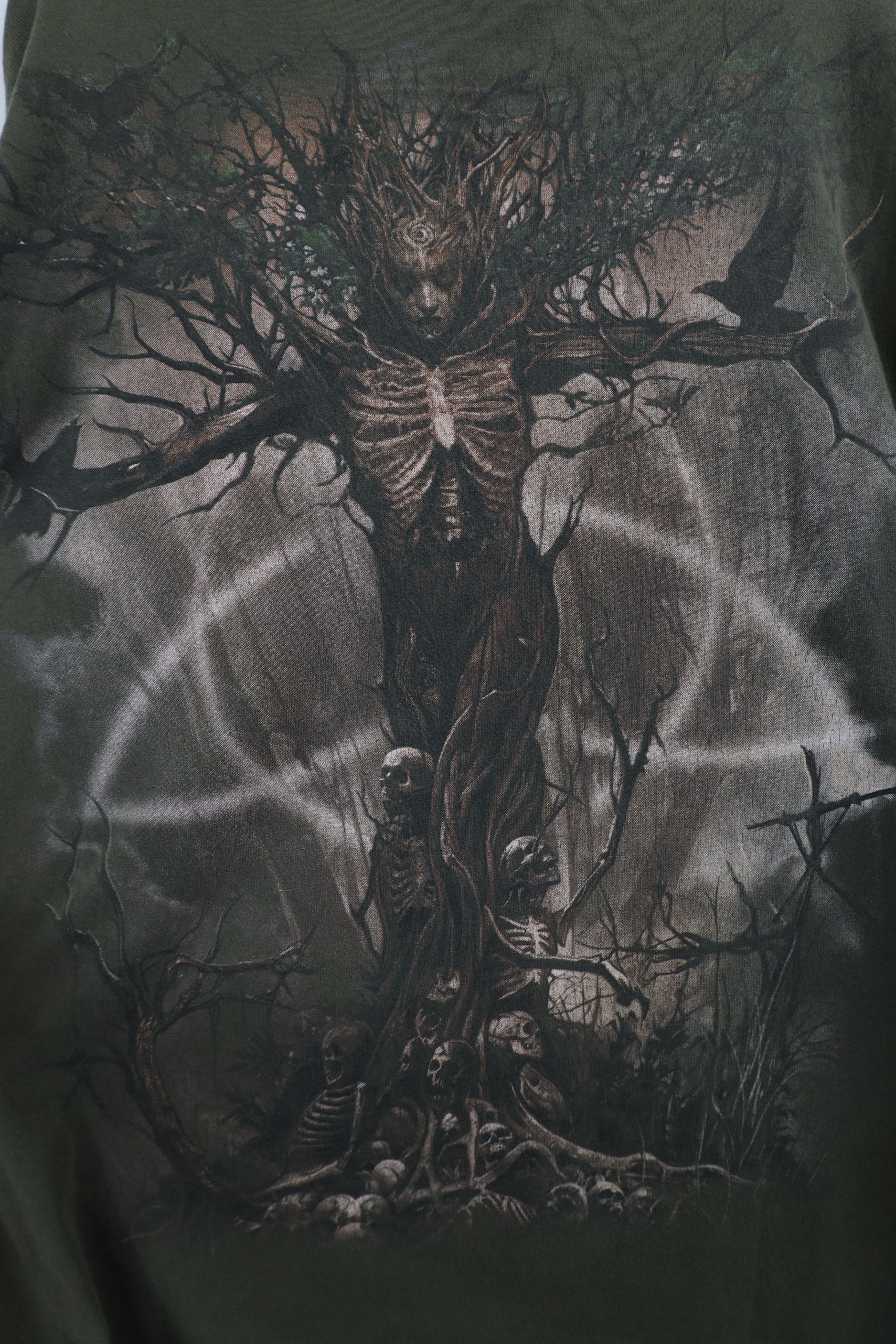 Vintage Vintage Y2K Streetwear Fantasy Nature Skull T-Shirt Green Size US XL / EU 56 / 4 - 9 Thumbnail
