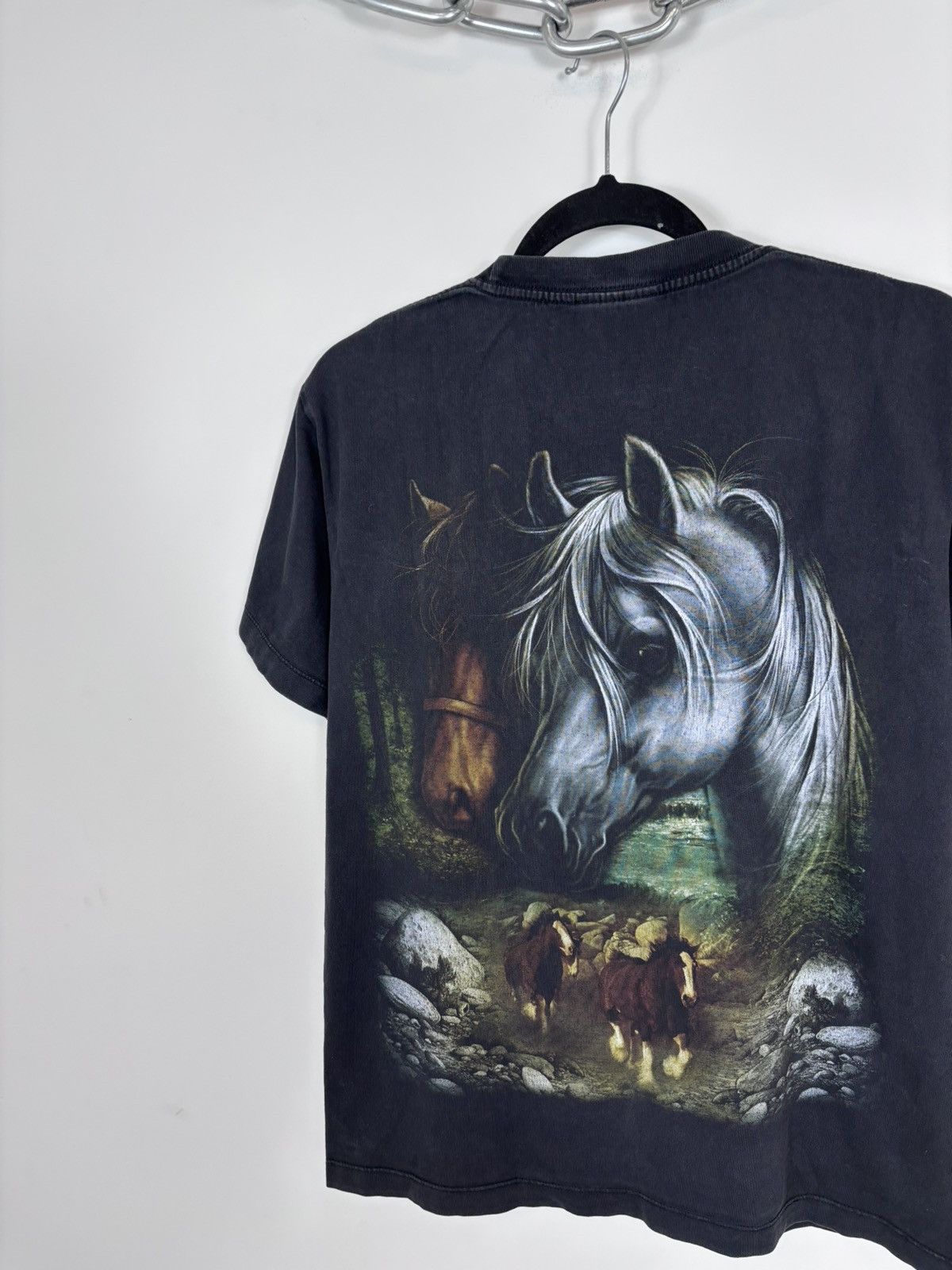 Vintage Vintage Animals Big Horses Nature Logo Black T-Shirt Tee Size US M / EU 48-50 / 2 - 16 Thumbnail