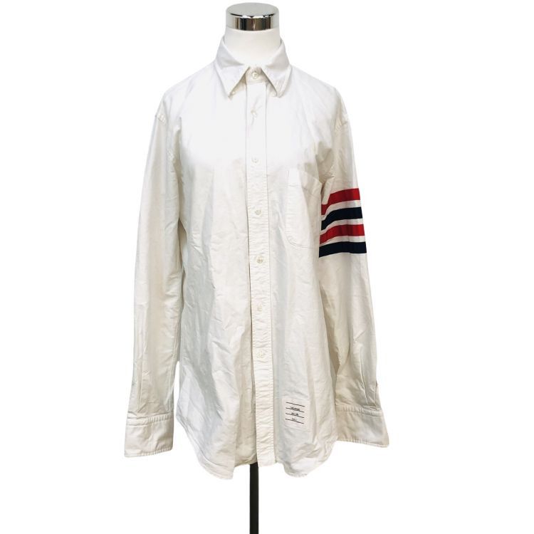 Thom Browne Thom Browne White Tricolor Armband Shirt Size 3 Size US L / EU 52-54 / 3 - 1 Thumbnail