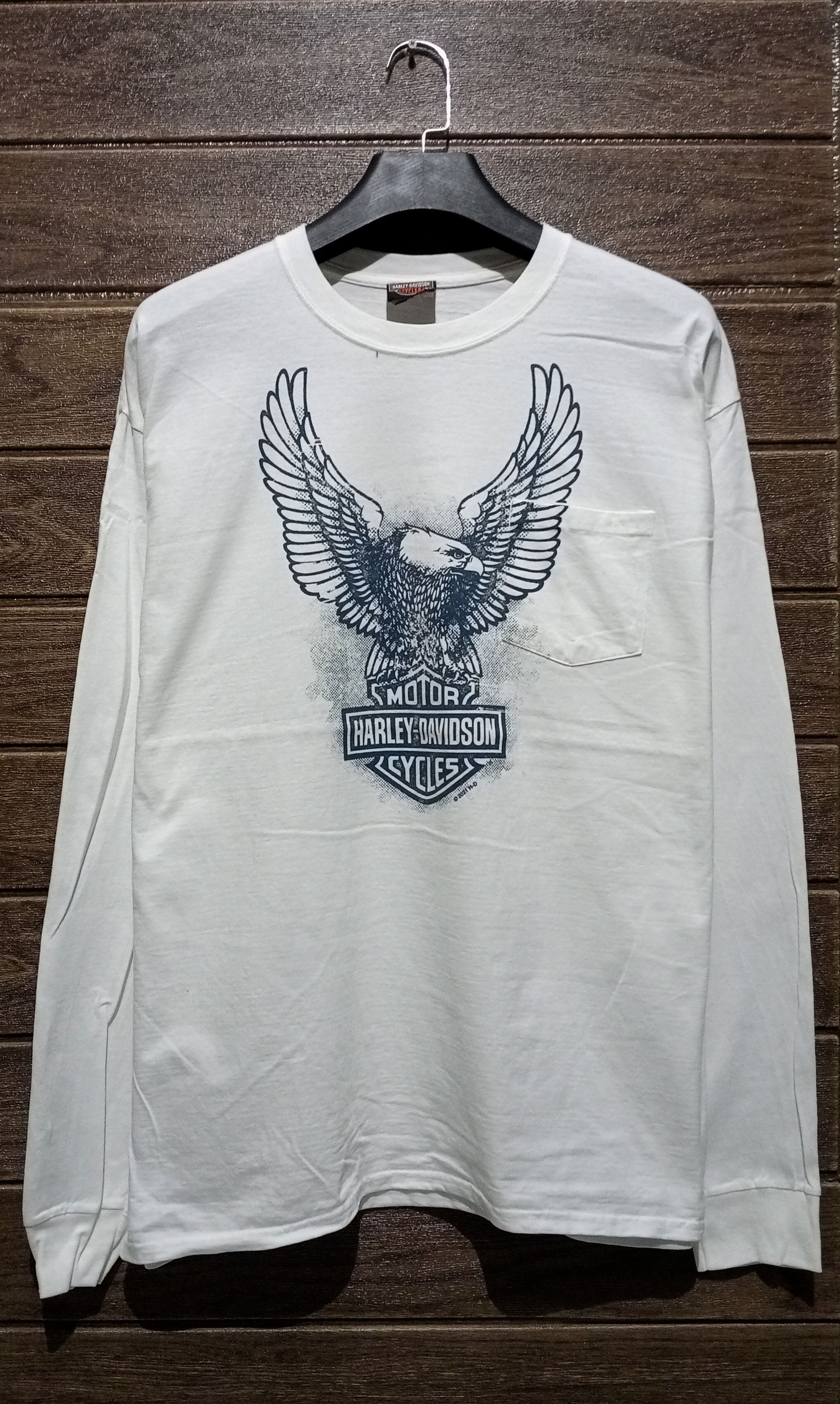 Harley Davidson Big Logo Single Pocket Long Sleeve Tshirt