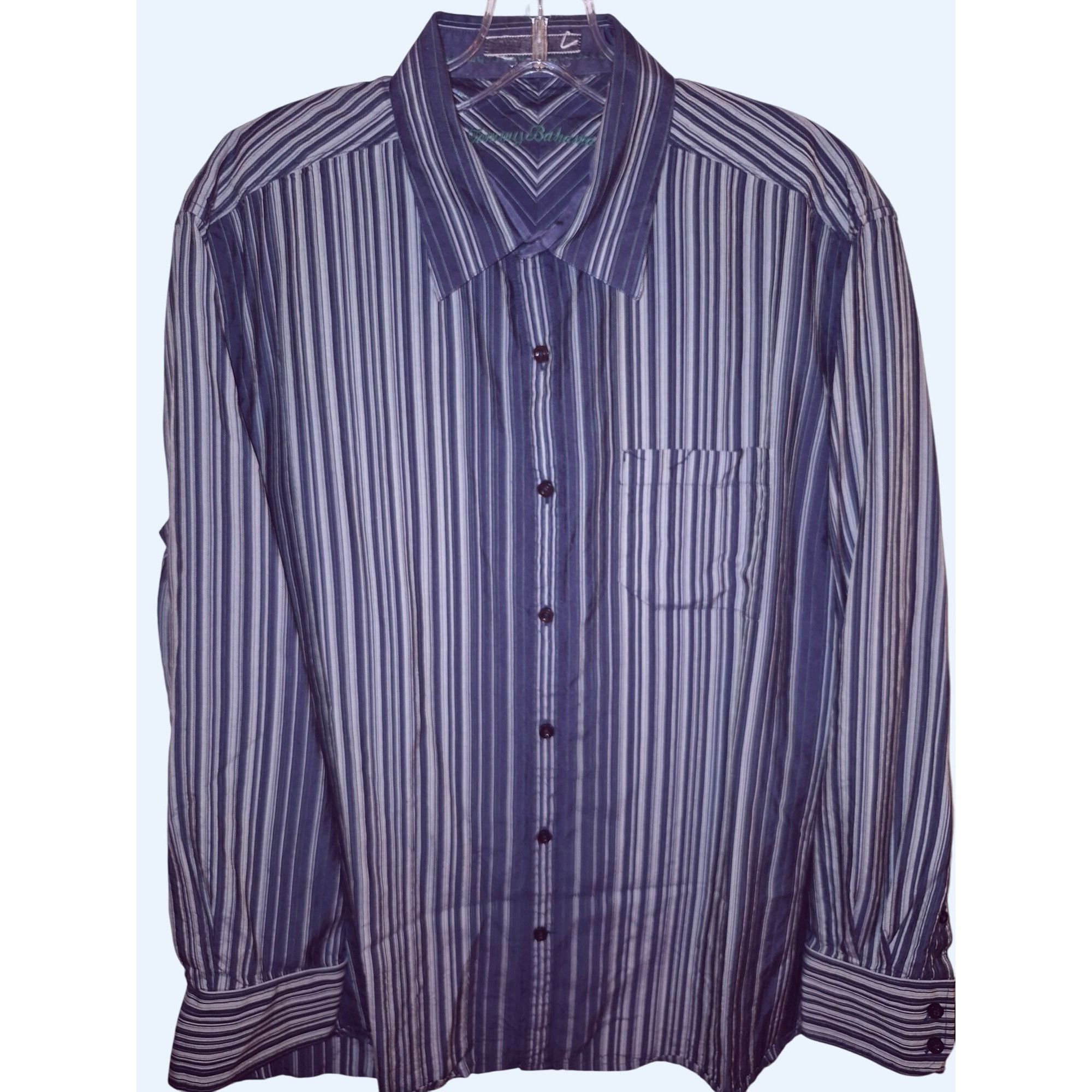 Tommy Bahama Tommy Bahama Mens Medium 100% Silk Navy Striped Button-Up Lo Size US M / EU 48-50 / 2 - 1 Thumbnail