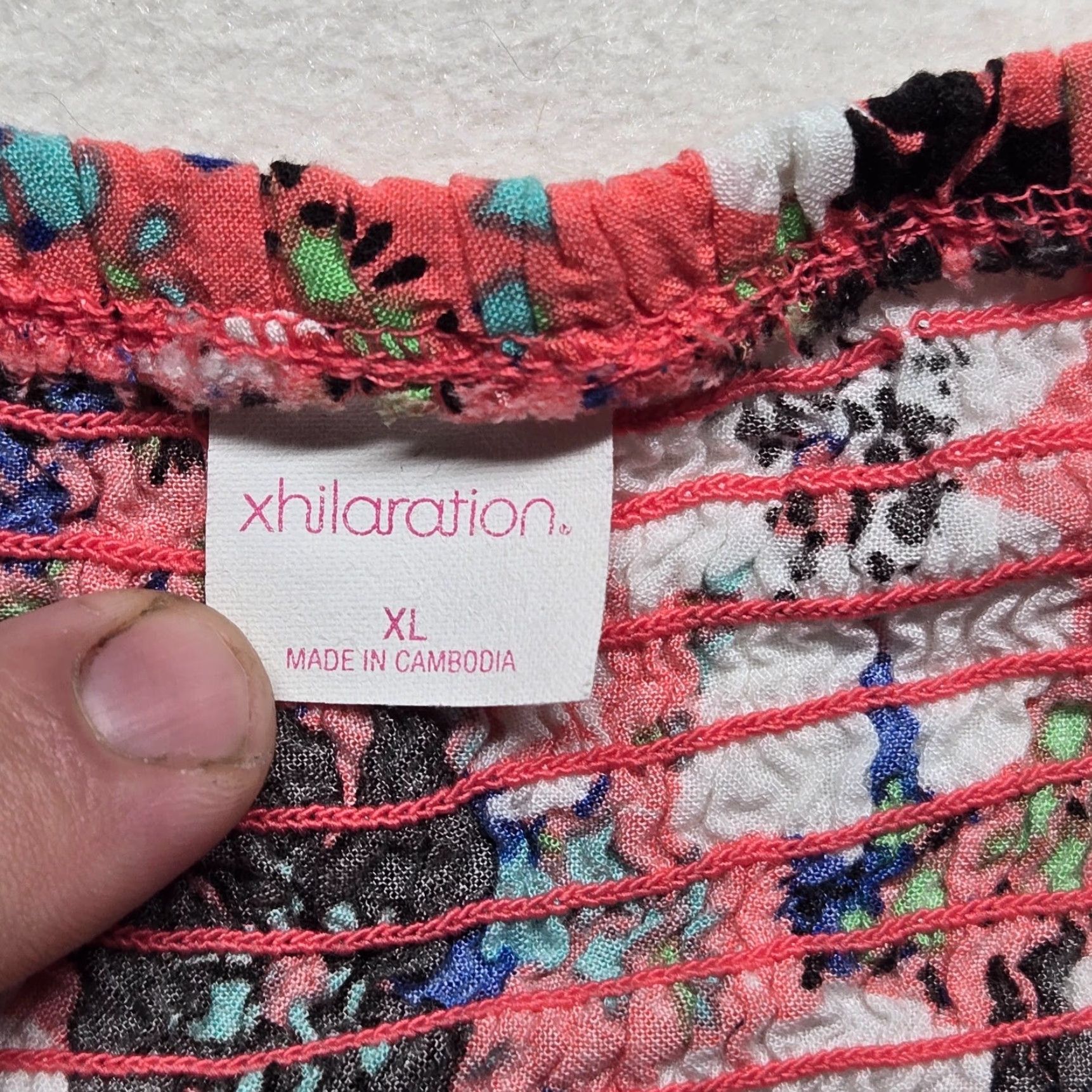 Vintage VINTAGE Xhilaration Women's Short Floral Skirt Elastic Waist Orange XL Flower Pattern Women Size 40" / US 18 - 2 Thumbnail