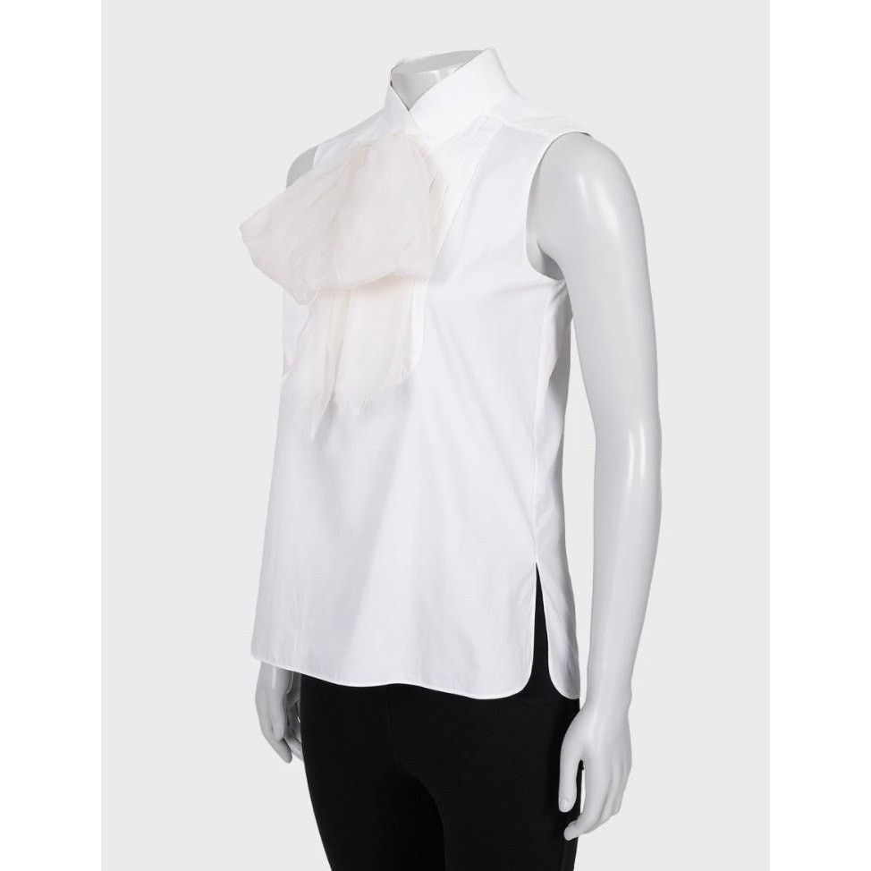Chanel Chanel Vintage White Bow Blouse - Size FR36/S Size XS / US 0-2 / IT 36-38 - 2 Thumbnail
