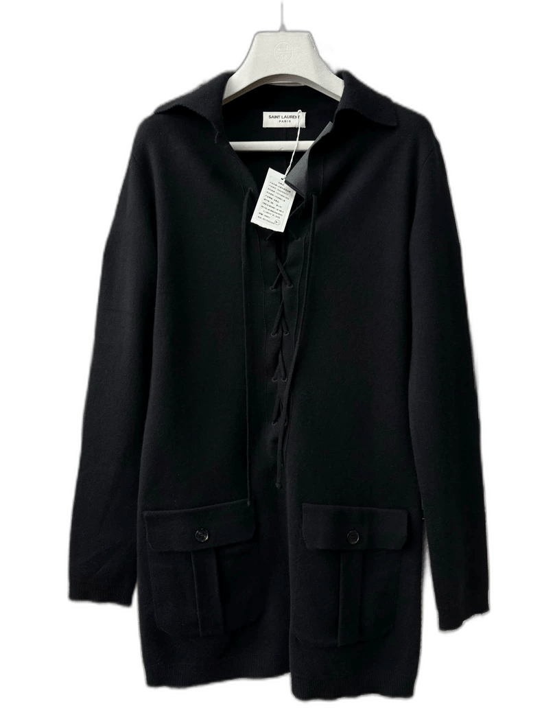 Saint Laurent Paris Black Knit Dress with Cross Ties by Saint Laurent Size M / US 6-8 / IT 42-44 - 1 Thumbnail