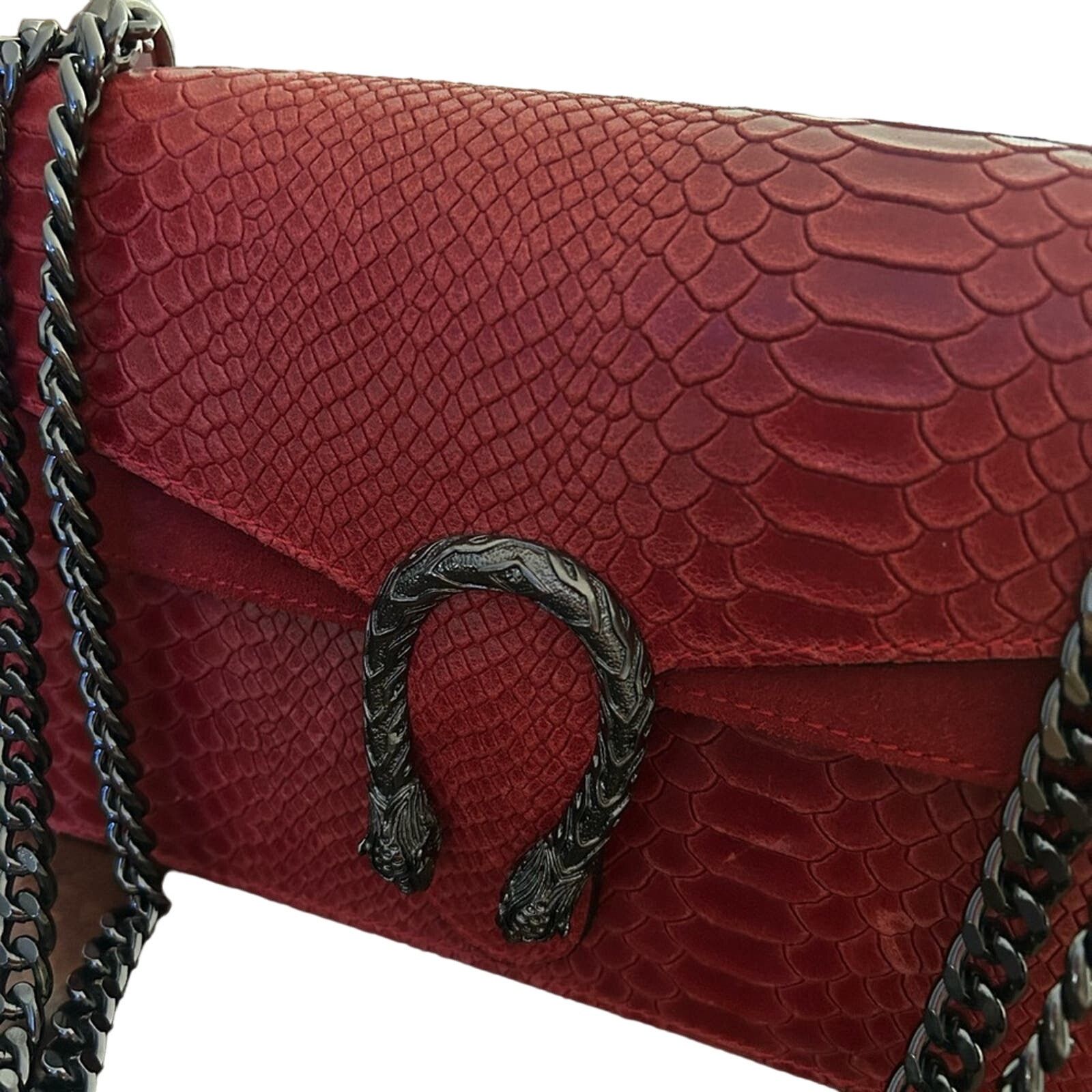 Designer Crossbody Red Women embossed Snake Leather Clutch Bag Size ONE SIZE - 2 Thumbnail