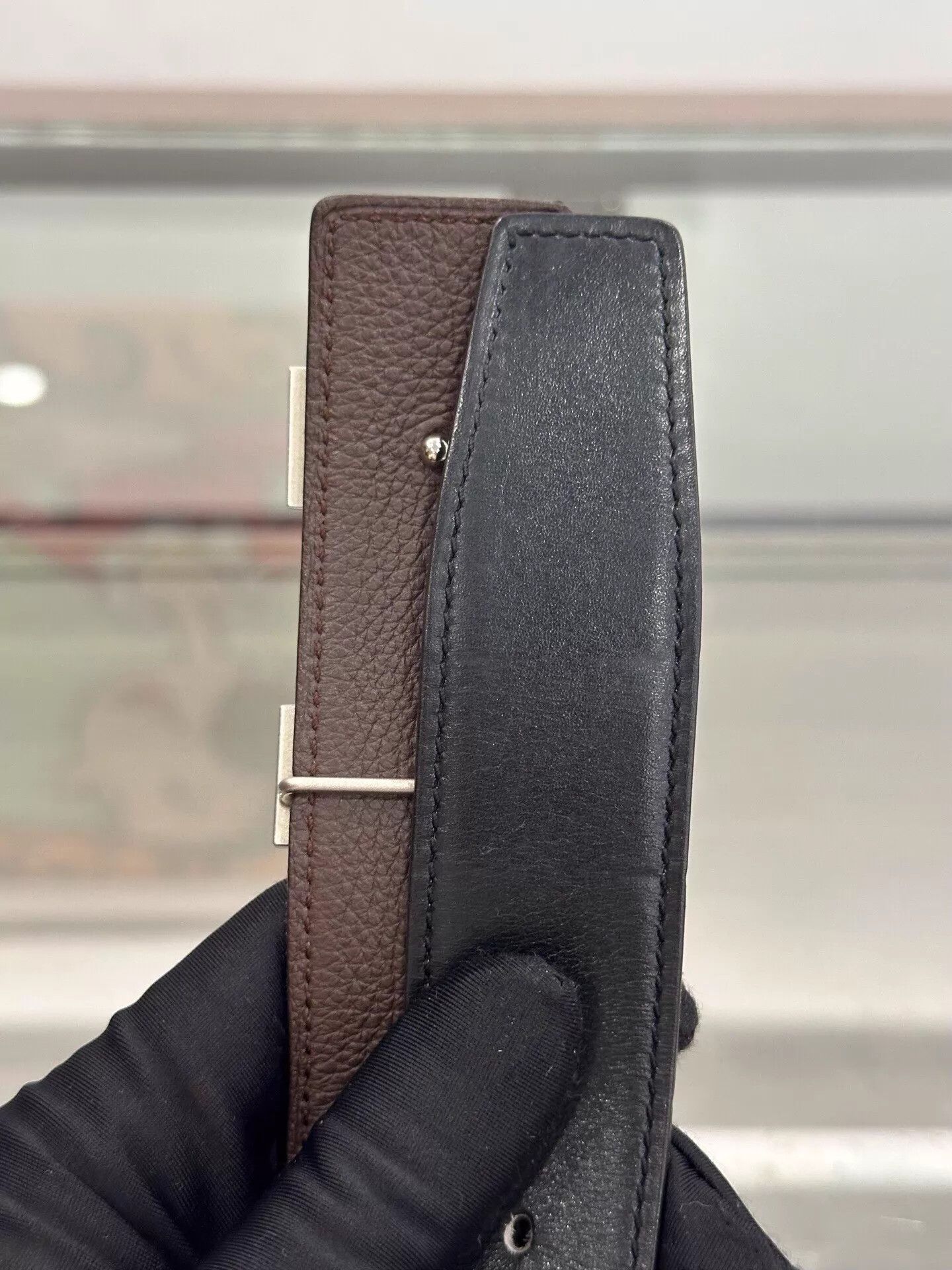 Hermes Hermes H Buckle Belt Black & Chocolate 3.2cm 90cm 99new Size ONE SIZE - 5 Thumbnail