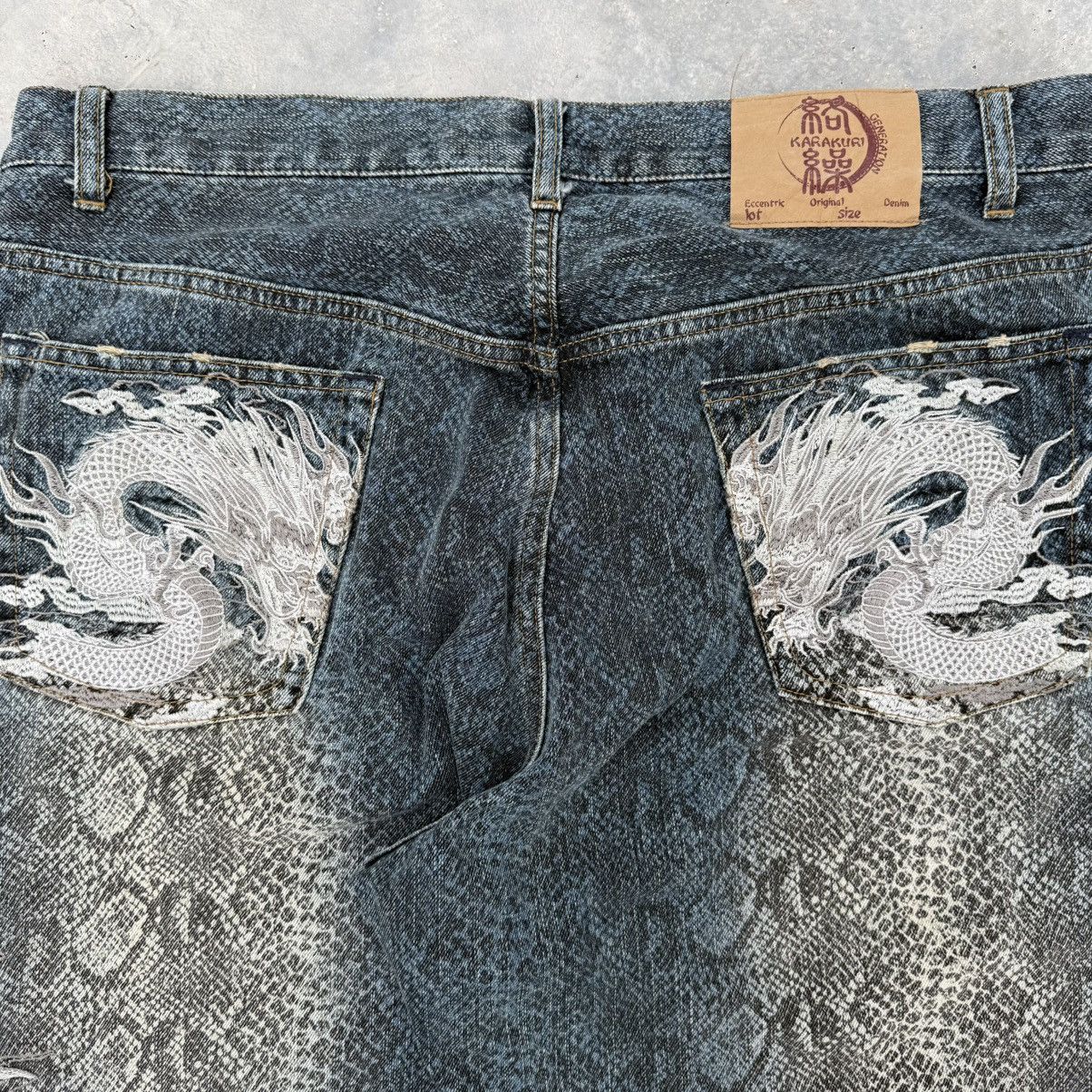 Karakuri Tamashii Karakuri Embroidered Dragon Python Skin Pattern Jeans Size US 38 / EU 54 - 4 Thumbnail