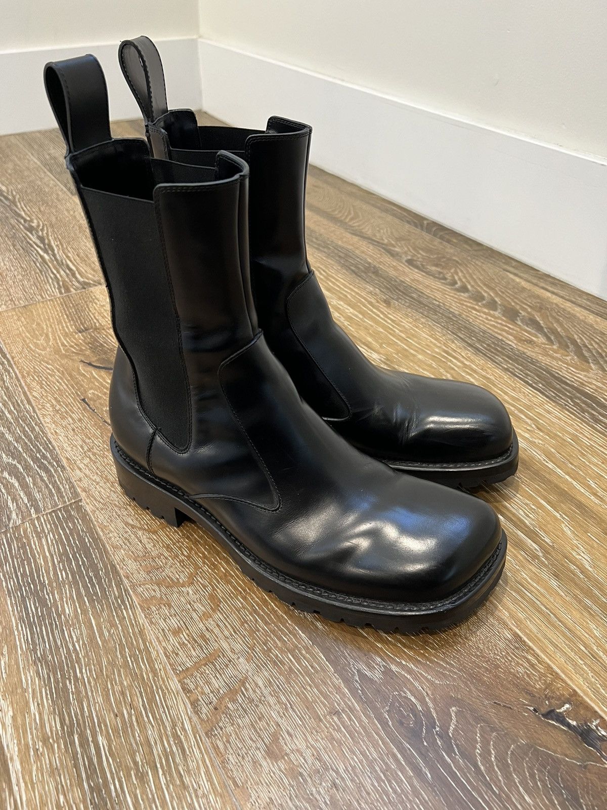 Dries van noten square toe leather chelsea boots