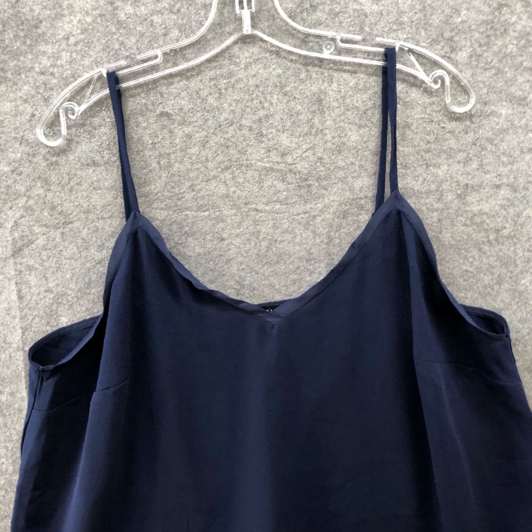 Vintage Eloquii Cami Top Womens 16 Navy Blue V-Neck Flowy Chiffon Tank Sleeveless Shirt Size XXL / US 16-18 / IT 52-54 - 3 Thumbnail