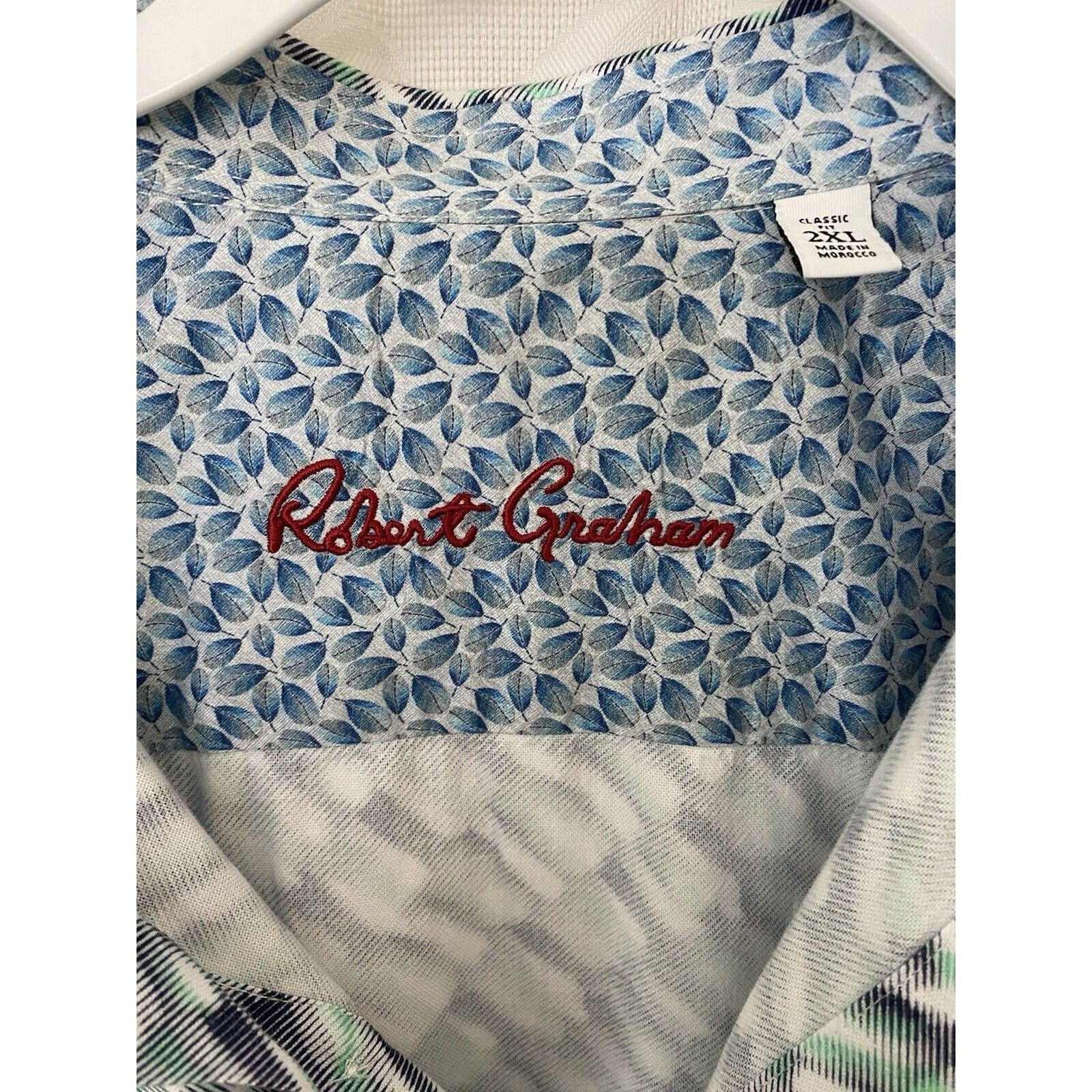 Robert Graham Robert Graham Shirt Button Down Short Sleeve Green Blue 2XL Size US XXL / EU 58 / 5 - 7 Thumbnail