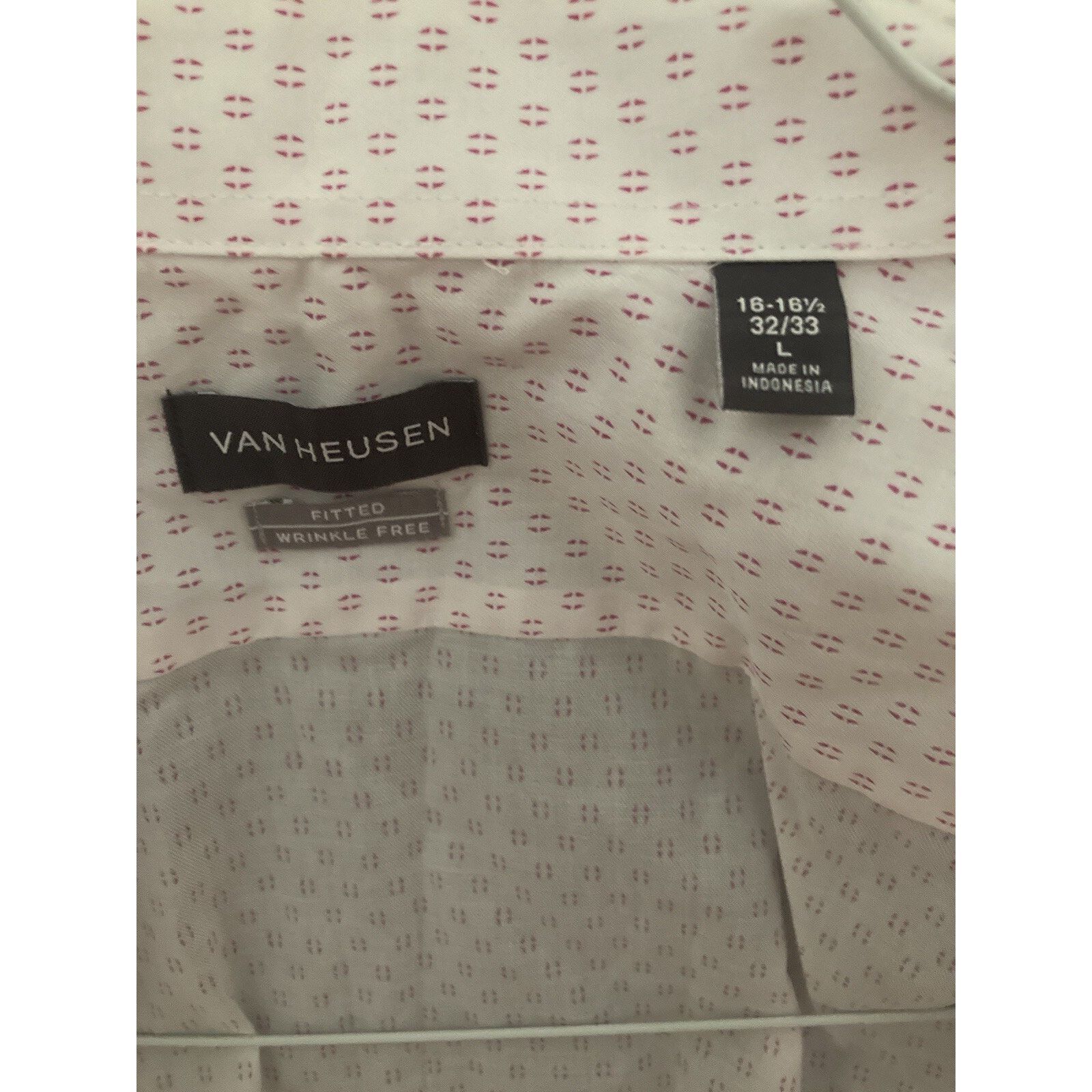Van Heusen Van Heusen Fitted Dress Shirt 16-16.5 32/33 Pink Size US L / EU 52-54 / 3 - 2 Thumbnail