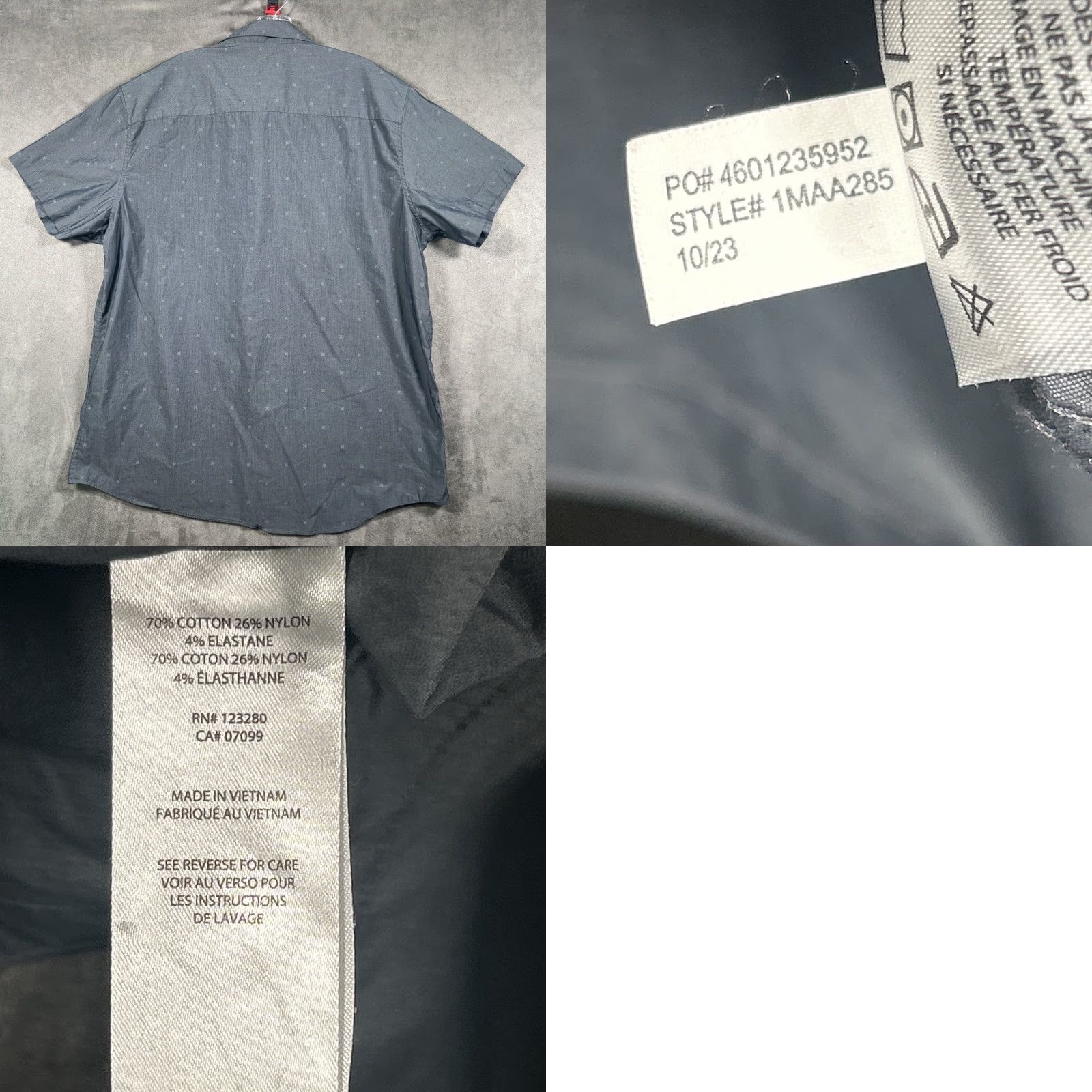 TravisMathew Travis Mathew Mens Button-Up Shirt 2XL Gray Cotton Blend Short Sleeve Pocket Geometric Classic Casual Size US XXL / EU 58 / 5 - 8 Thumbnail