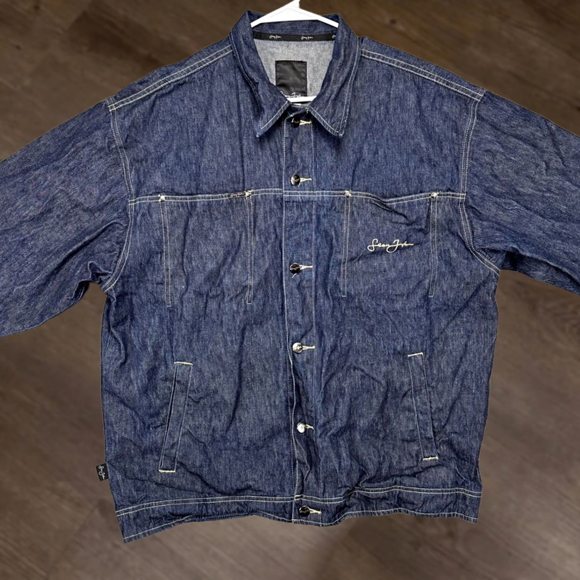 Sean John Sean John Denim Button Up Shirt Adult XL Blue Dark Wash Long Sleeve Pocket Mens Size US XL / EU 56 / 4 - 1 Thumbnail
