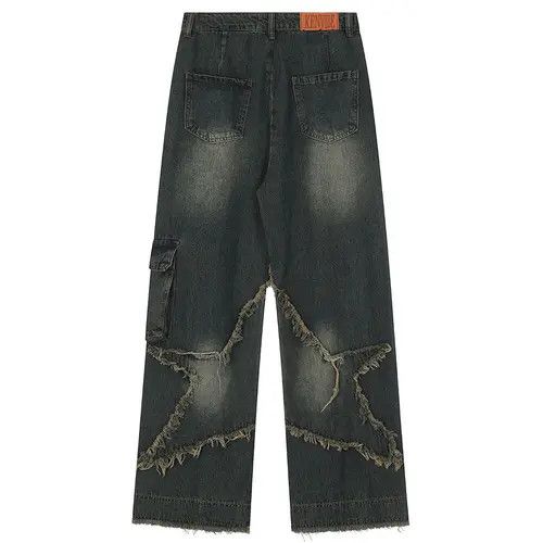 Individualized Shirts Baggy Jeans Star Patchwork Loose Straight Size 27" / US 4 / IT 40 - 2 Thumbnail