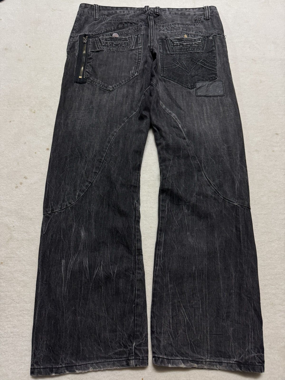 Tornado Mart VINTAGE 2000s JAPANESE FISHBONE BLACK MULTI-POCKET RARE Size US 35 - 1 Thumbnail