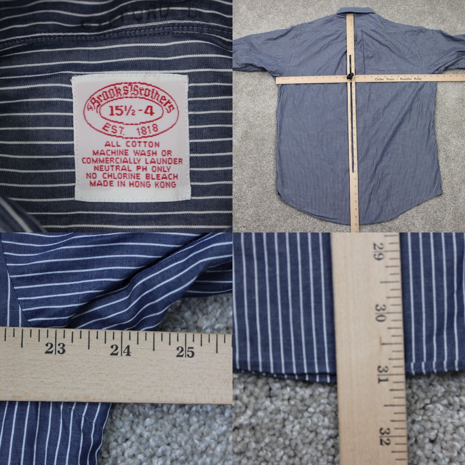 Brooks Brothers Brooks Brothers Dress Shirt Mens 15 1/2 4 Blue/White 100% Cotton L/S Button Up Shirt Size 42R - 8 Thumbnail
