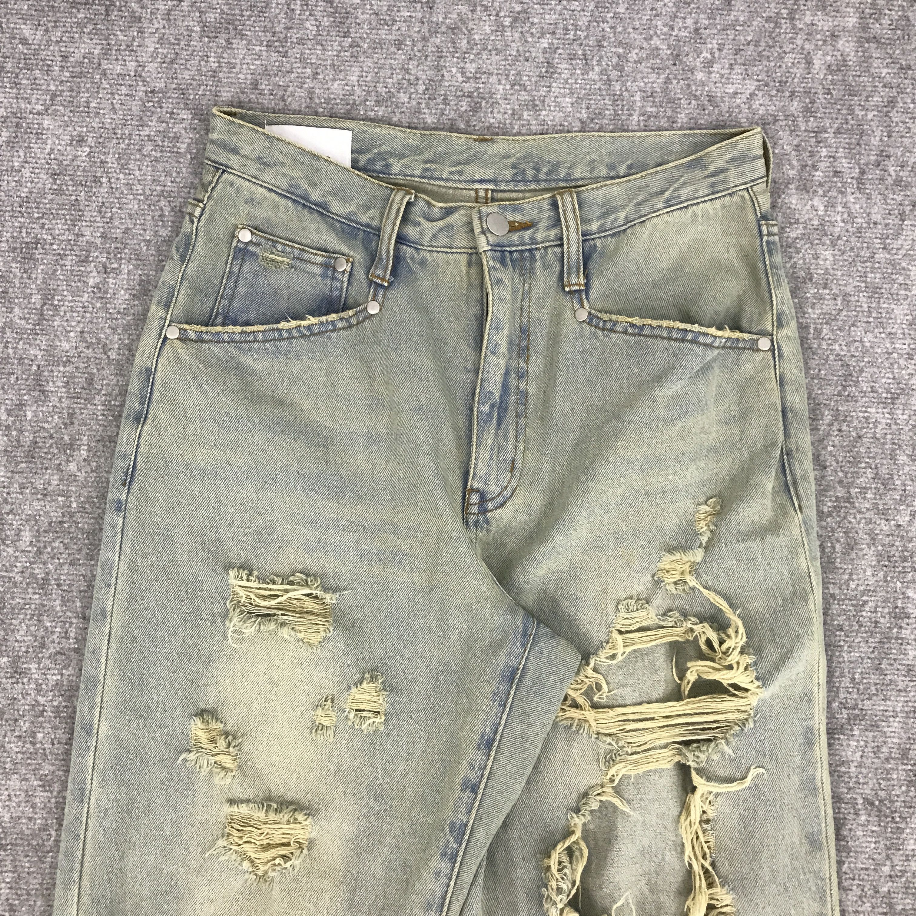 Japanese Brand BAGGY THE STANDARD RIPPED DISTRESSED DENIM PANTS Size US 29 - 2 Thumbnail