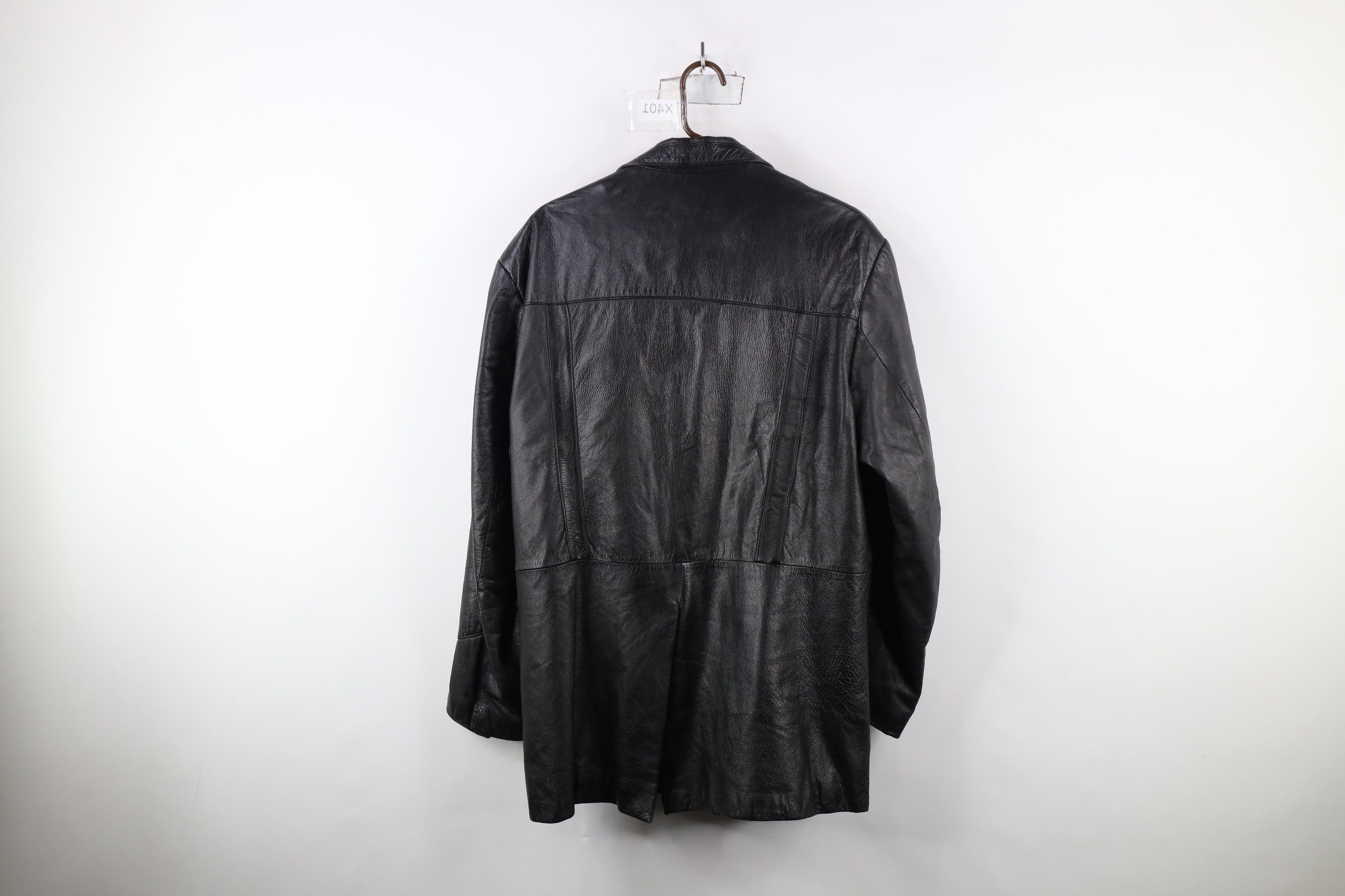 Vintage Vintage 90s Streetwear Leather Full Button Jacket Black Size US M / EU 48-50 / 2 - 14 Thumbnail