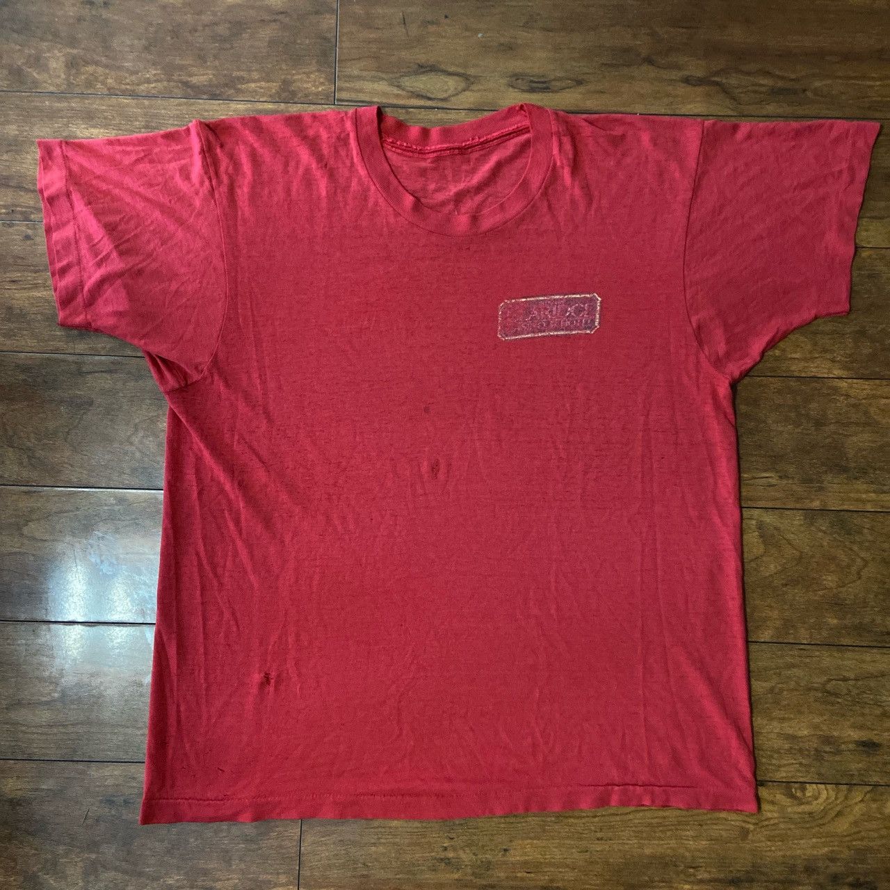 Vintage 80s Paper thing 50/50 t shirt thrashed red single stitch Size US L / EU 52-54 / 3 - 1 Thumbnail