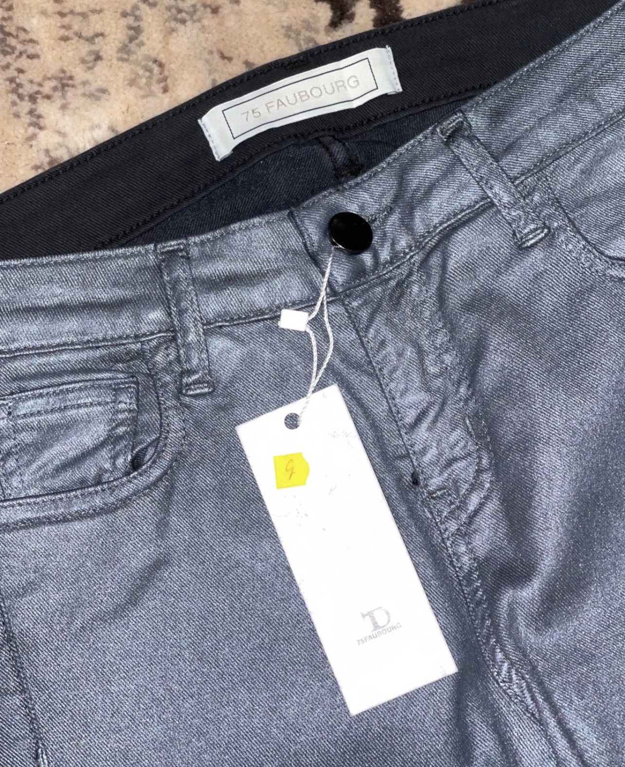Other 75Faubourg gunmetal silver wax coated denim high waist jeans Size 26" / US 2 / IT 38 - 3 Thumbnail