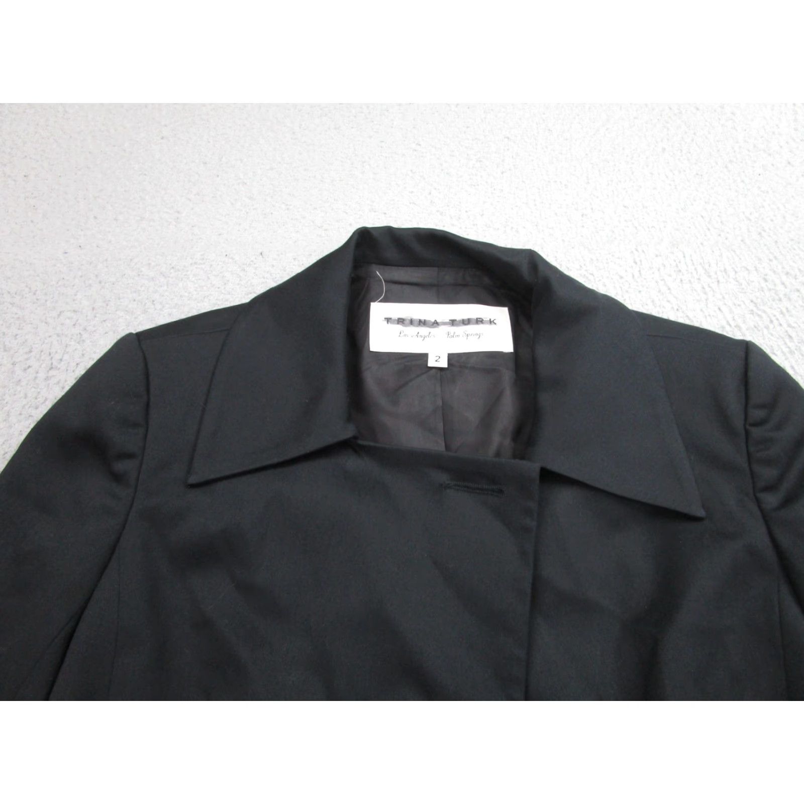 Trina Turk Trina Turk Blazer Womens 2 Black Classic Career Jacket Fitted Stretch Office USA Shirt Size XS / US 0-2 / IT 36-38 - 2 Thumbnail