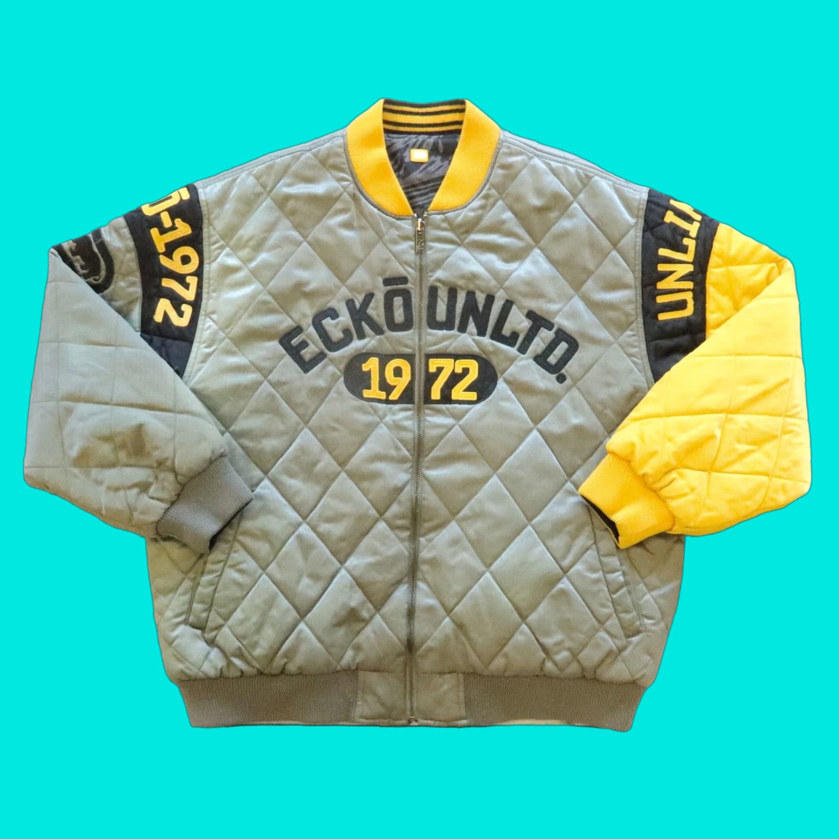 Ecko Unltd. VINTAGE Ecko Unltd. Reversible Quilted Bomber Jacket Men XL Gray/Navy Size US XL / EU 56 / 4 - 1 Thumbnail