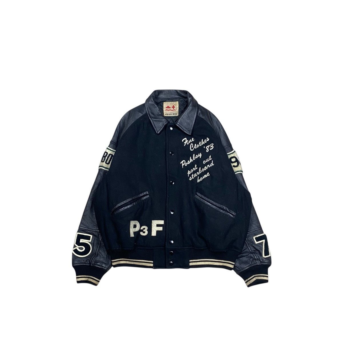 Vintage Vintage Posh Boy Wool Leather Varsity Jacket Size US M / EU 48-50 / 2 - 1 Thumbnail