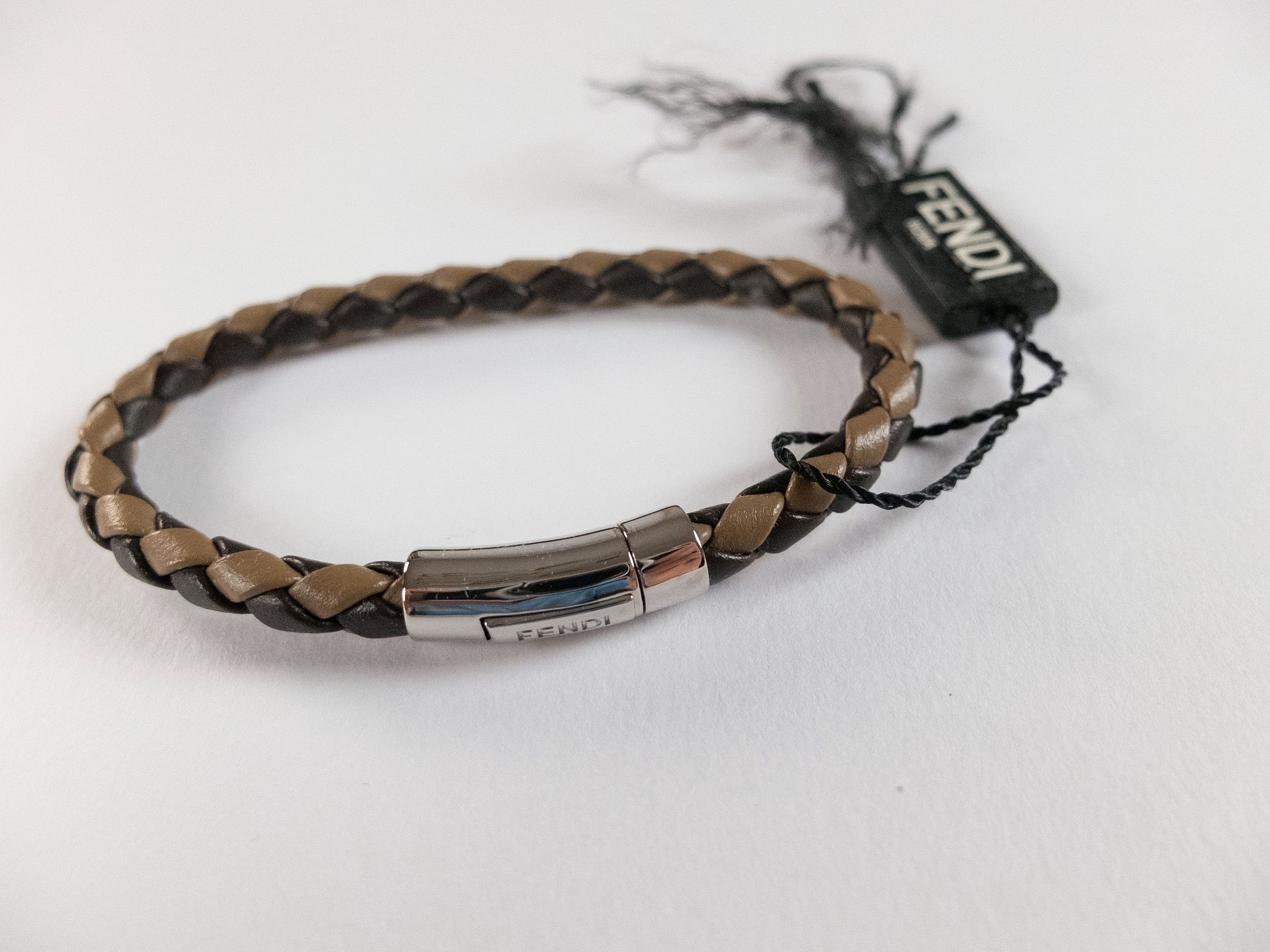 Fendi FENDI two tone brown woven leather bracelet Medium Size ONE SIZE - 3 Thumbnail