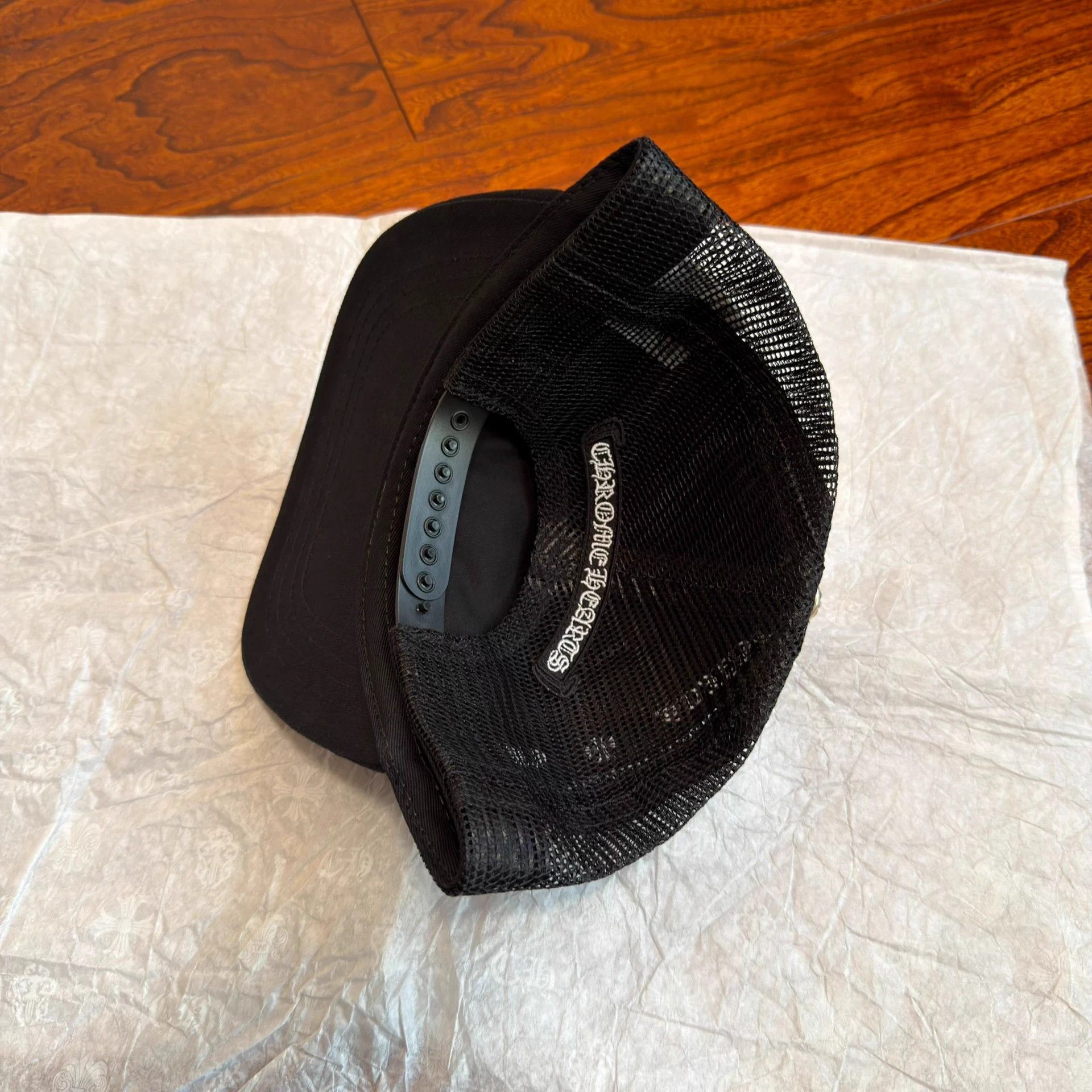 Chrome Hearts Chrome Hearts Black Cross Leather Silver Buckle Trucker Hat Size ONE SIZE - 2 Thumbnail