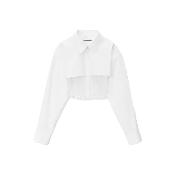 Alexander Wang Alexander Wang White Cropped Long Sleeve Shirt - Size XL / US 12-14 / IT 48-50 - 1 Thumbnail